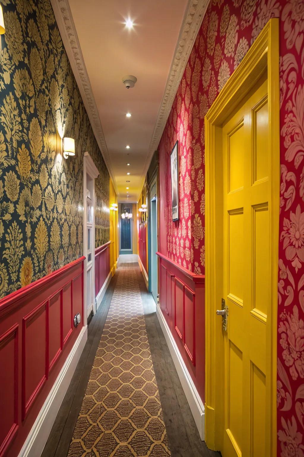 Bold colors can transform your hallway into an exciting and welcoming space.