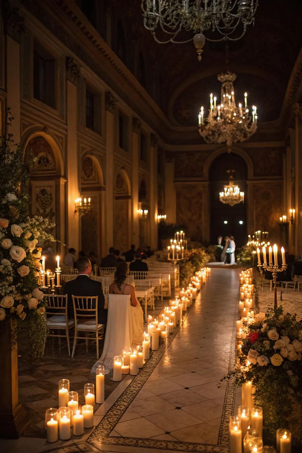 Candles establish a welcoming and intimate ambiance.