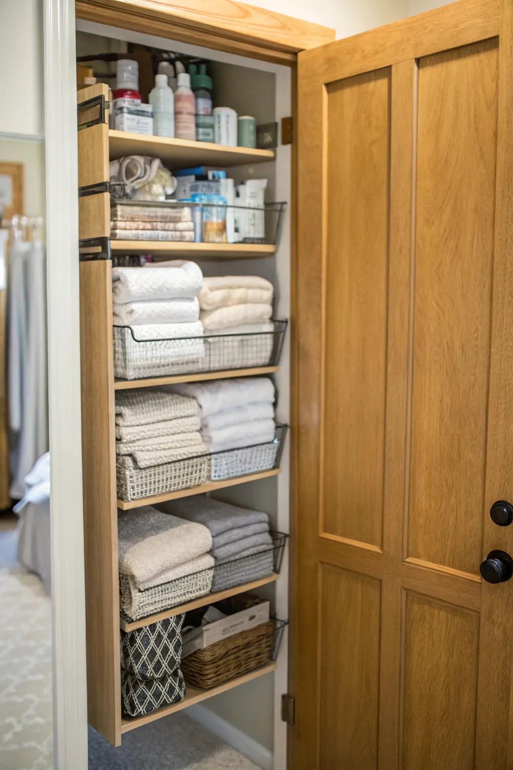 Door racks offer extra storage for lightweight items.