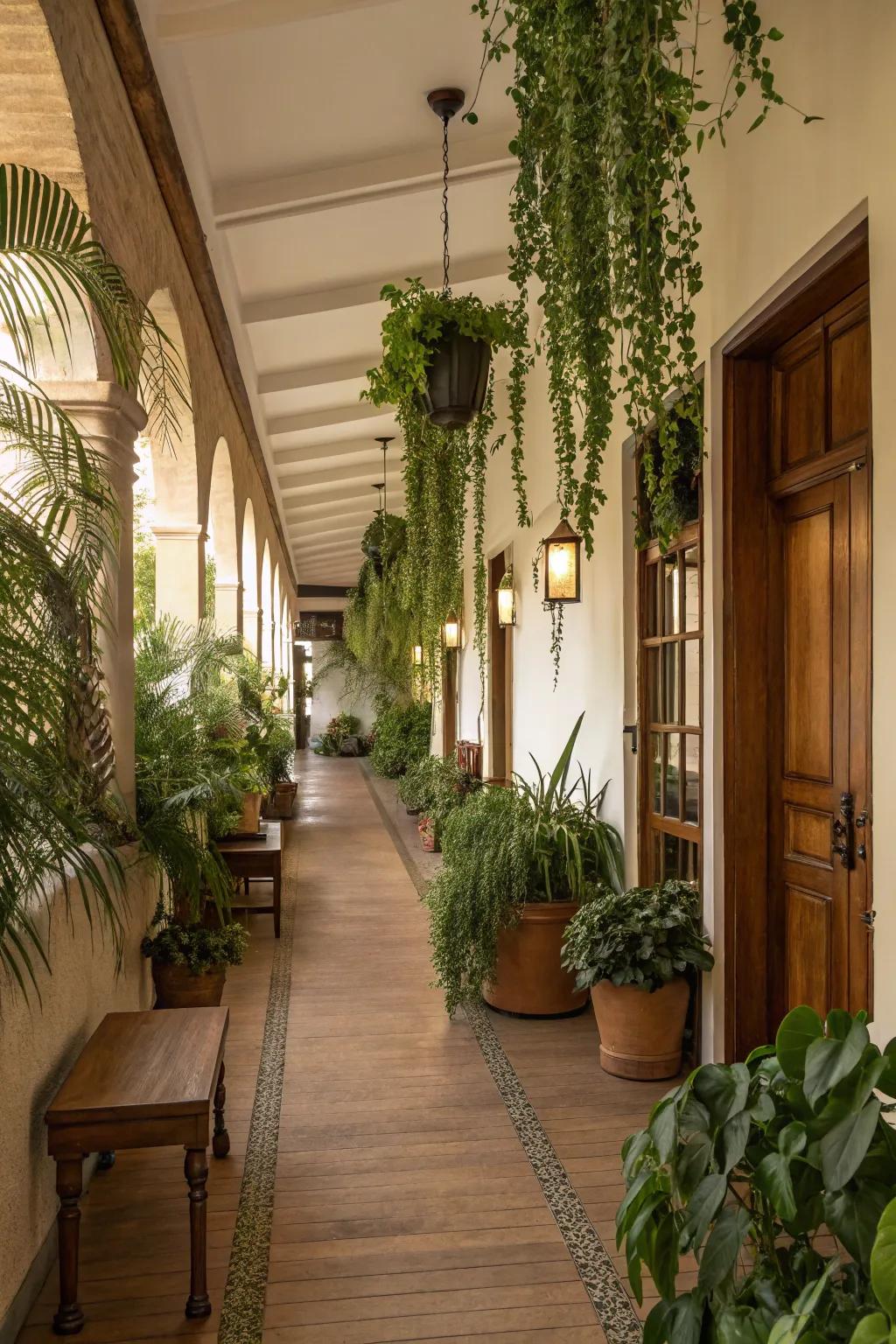 Natural elements bring warmth and vibrancy to your hallway.