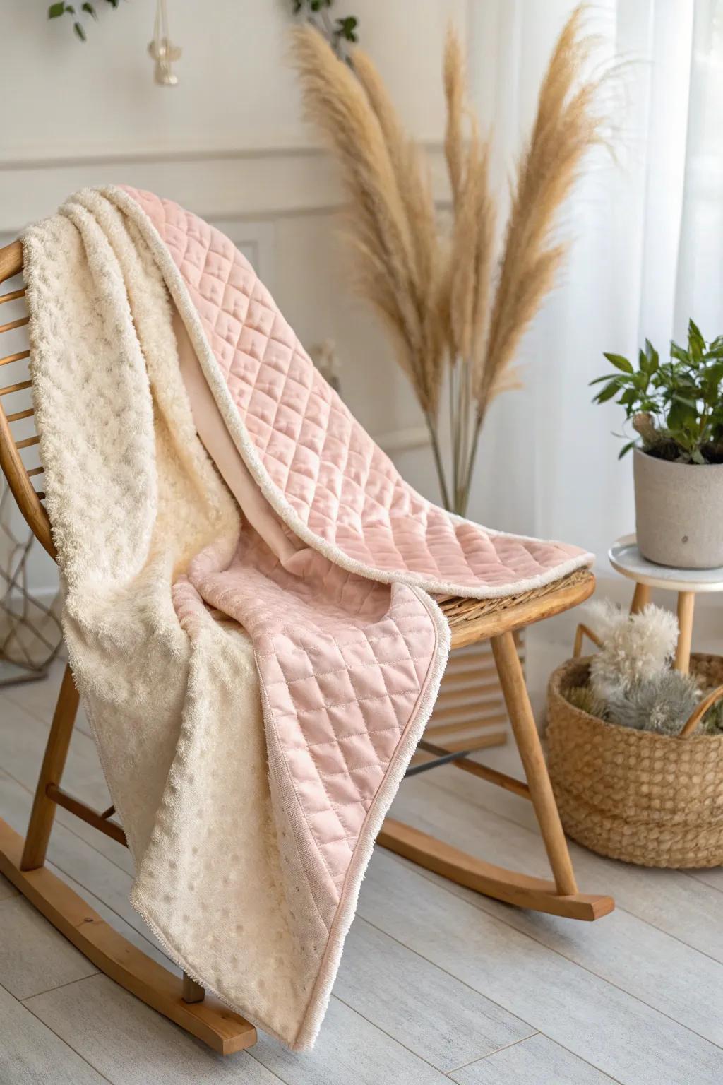 Envelop your cherished one in affection with this ultra-soft minky blanket, combining minimalist elegance with a hint of boho warmth.