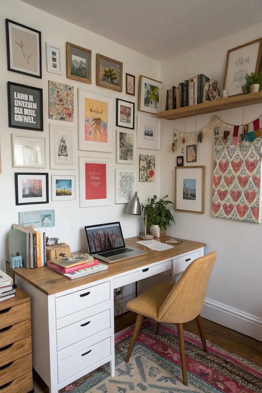 Make your office a reflection of your style with art and personal touches.