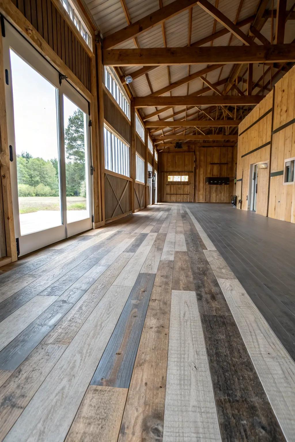 Vinyl flooring delivers a tough and elegant choice, ideal for customizing barn settings.