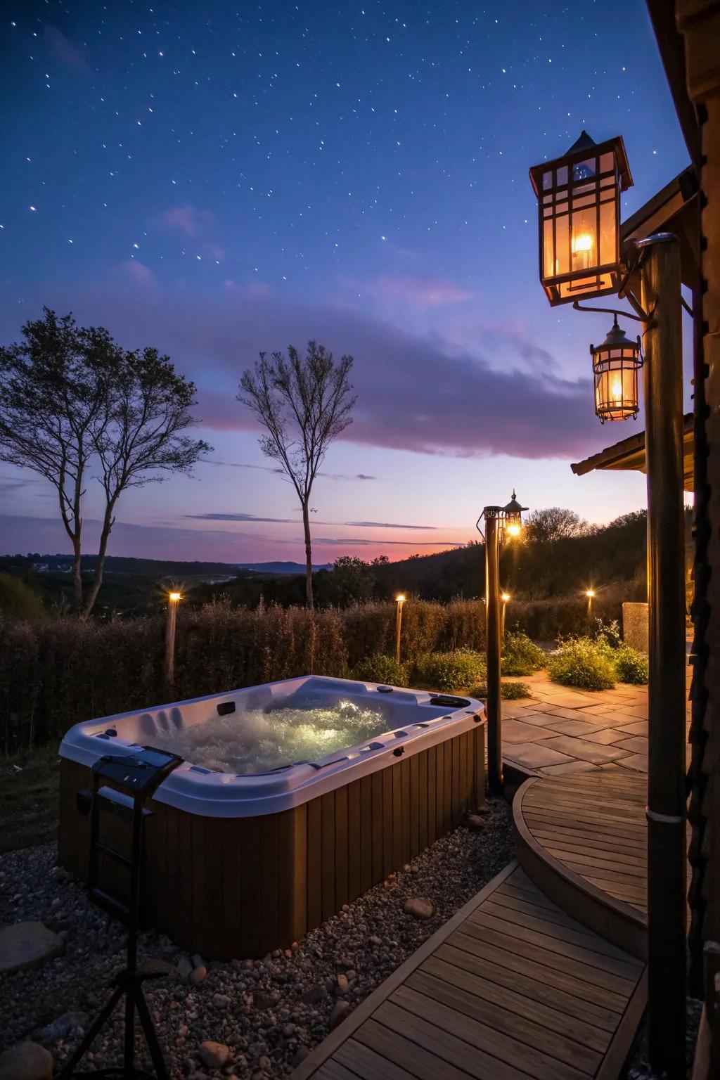 Forge a magical evening retreat with ambient lighting.