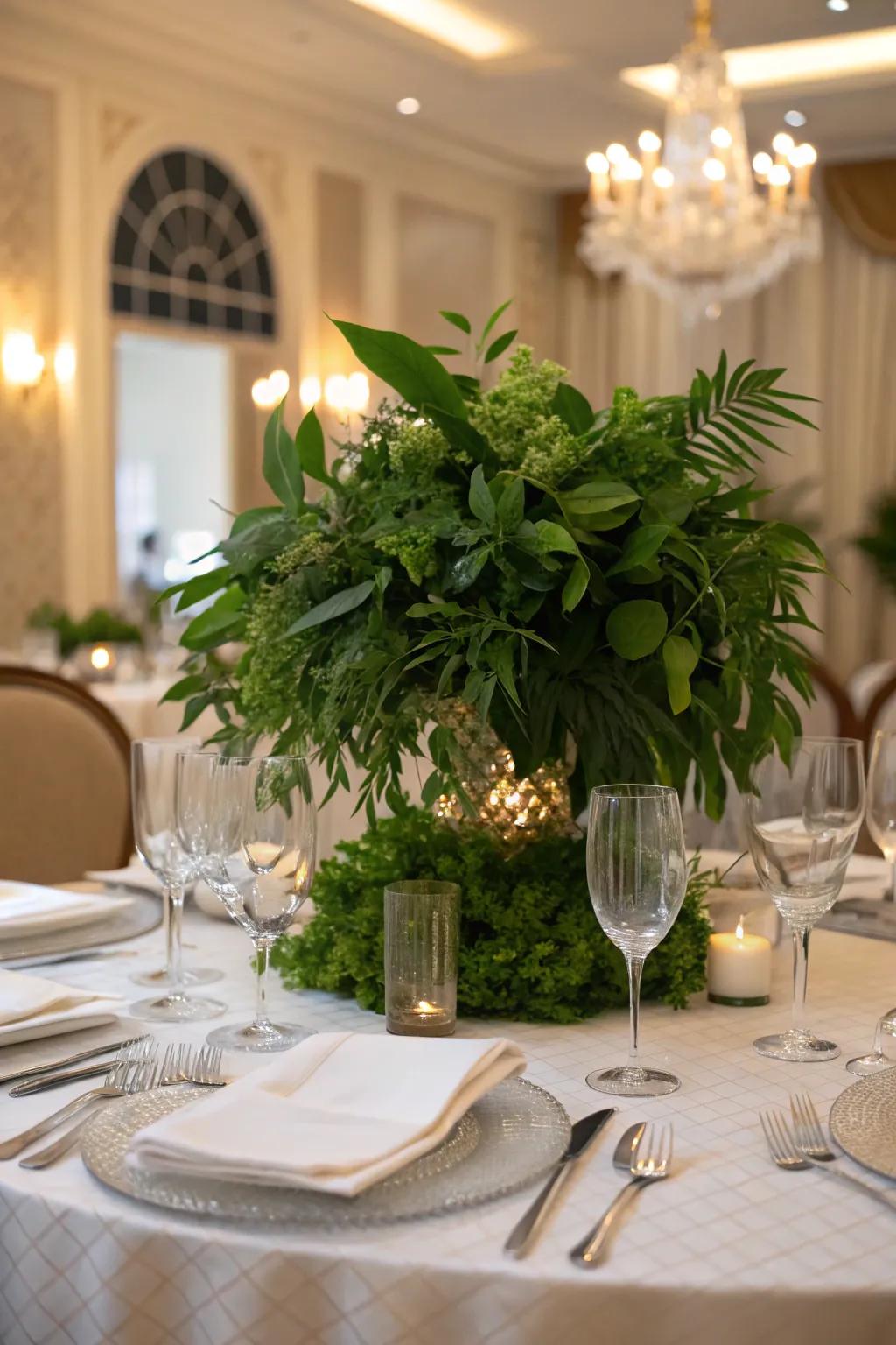 A plant centerpiece breathes life into your dining surface.
