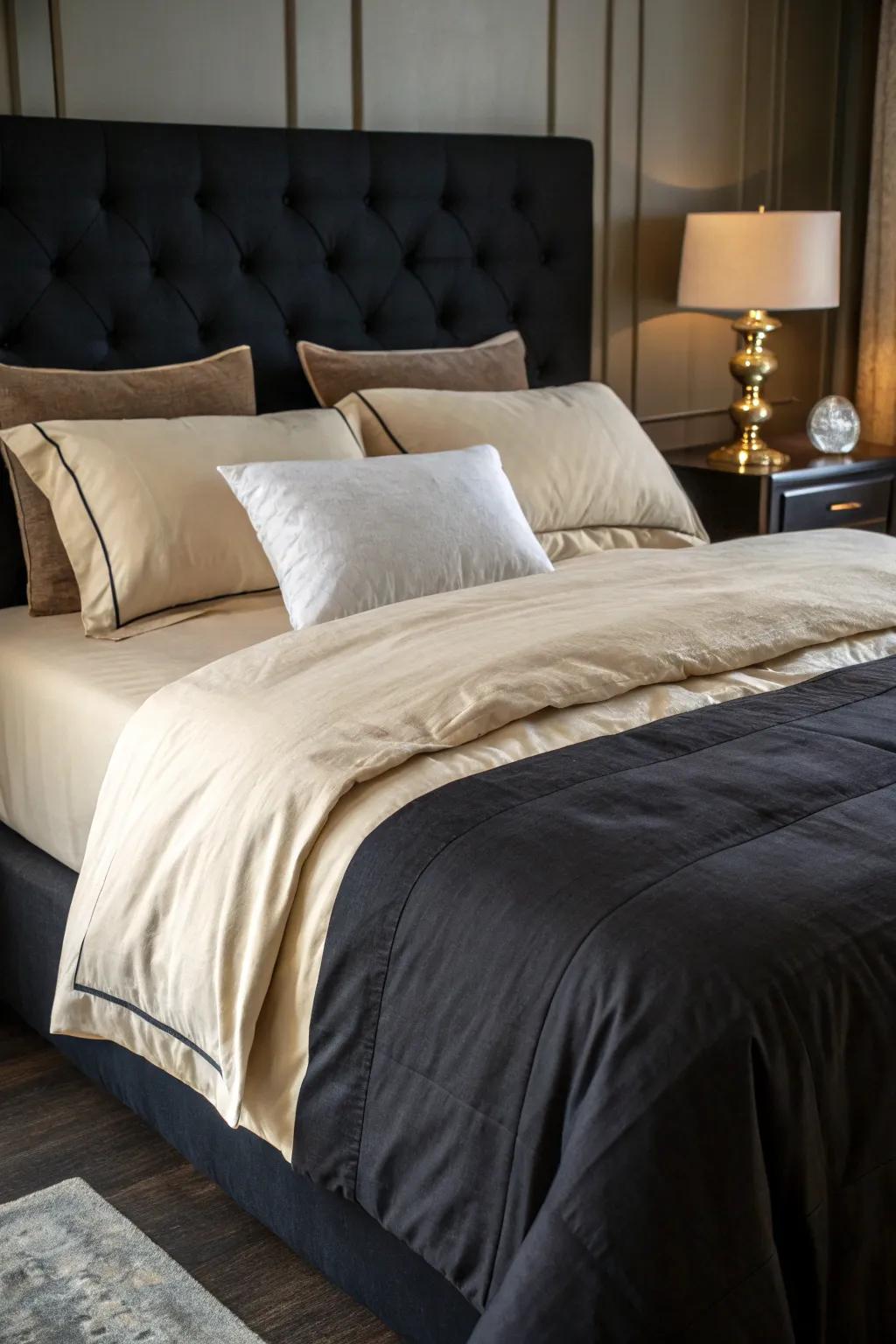 Contrasting colors deliver a bold statement to your bed.