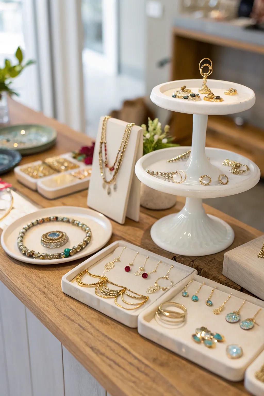 Showcase your jewelry using fashionable countertop displays.