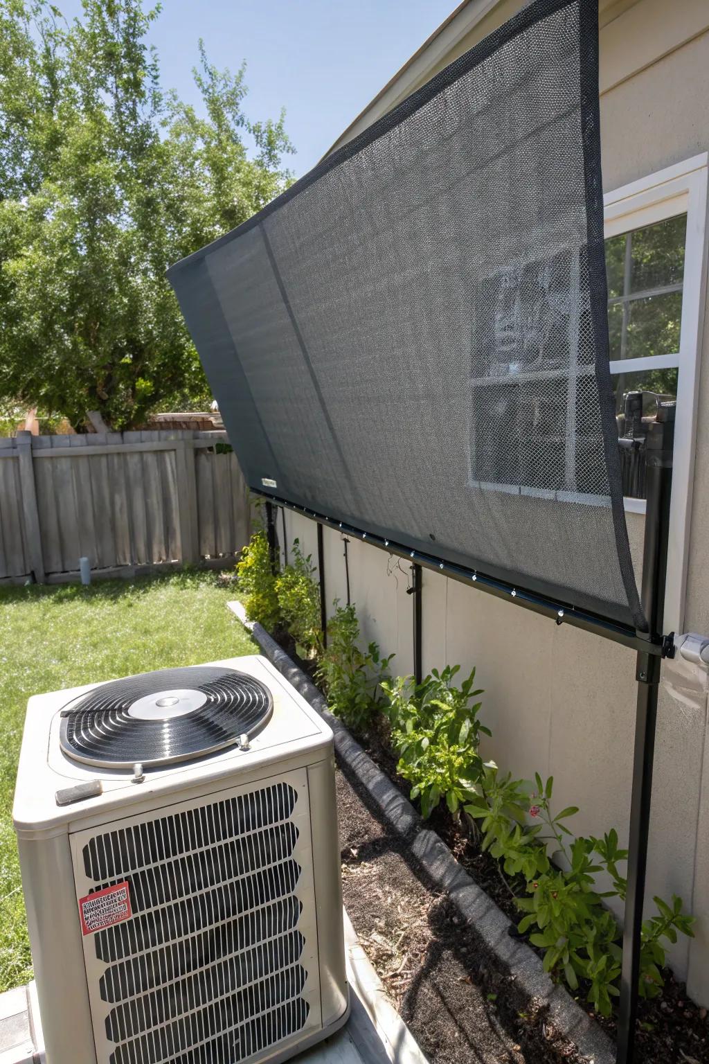 A solar mesh screen provides sun defense while allowing airflow.