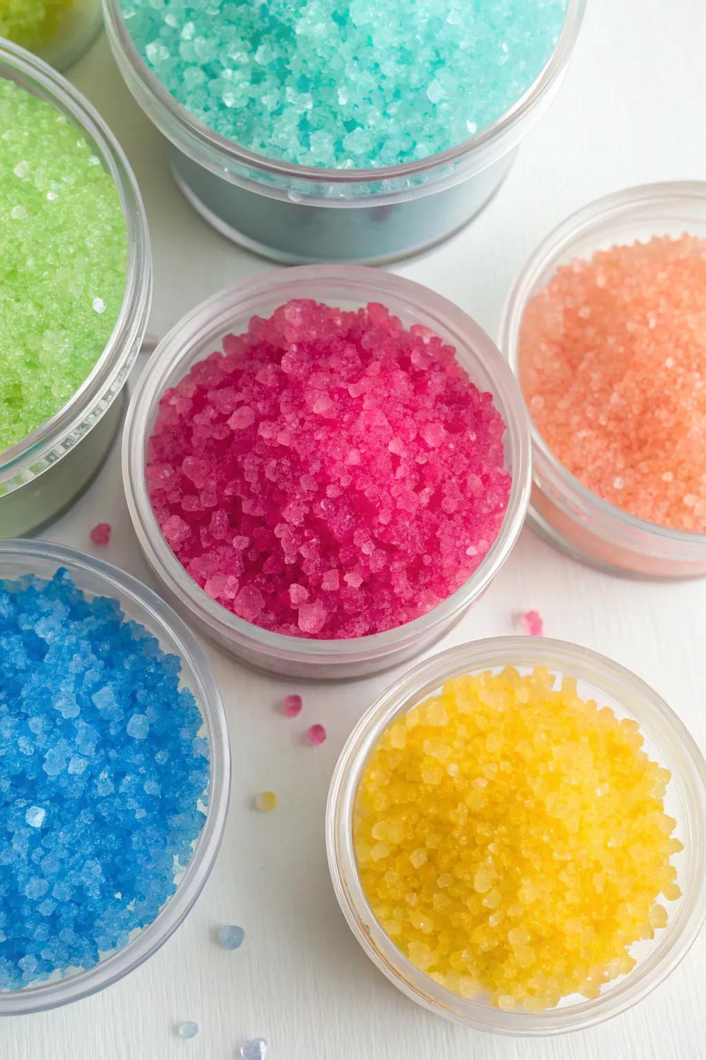 Vibrant and colorful magnesium flake display