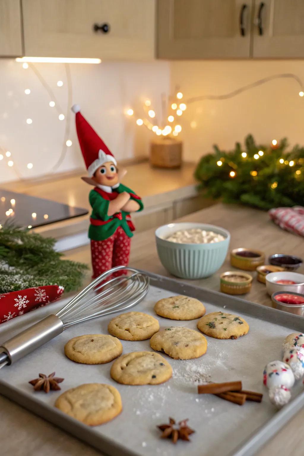 The elf's bake shop fills the kitchen with holiday cheer and tempting treats.