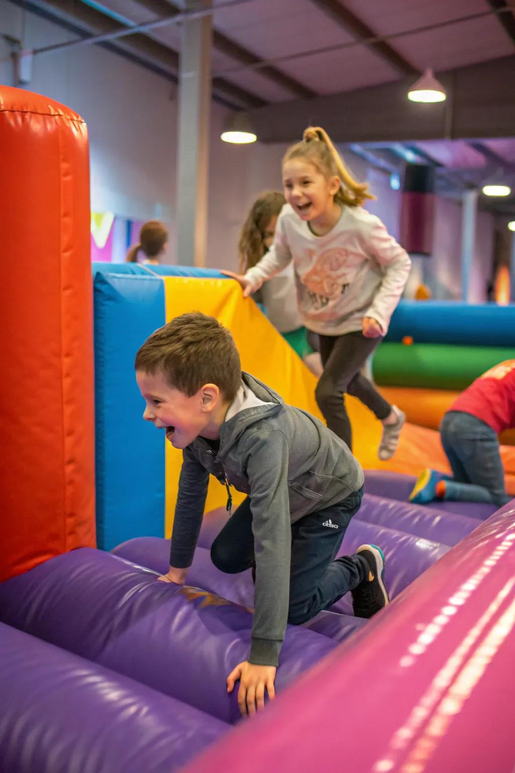 Challenge young athletes with an enjoyable and secure indoor obstacle route.