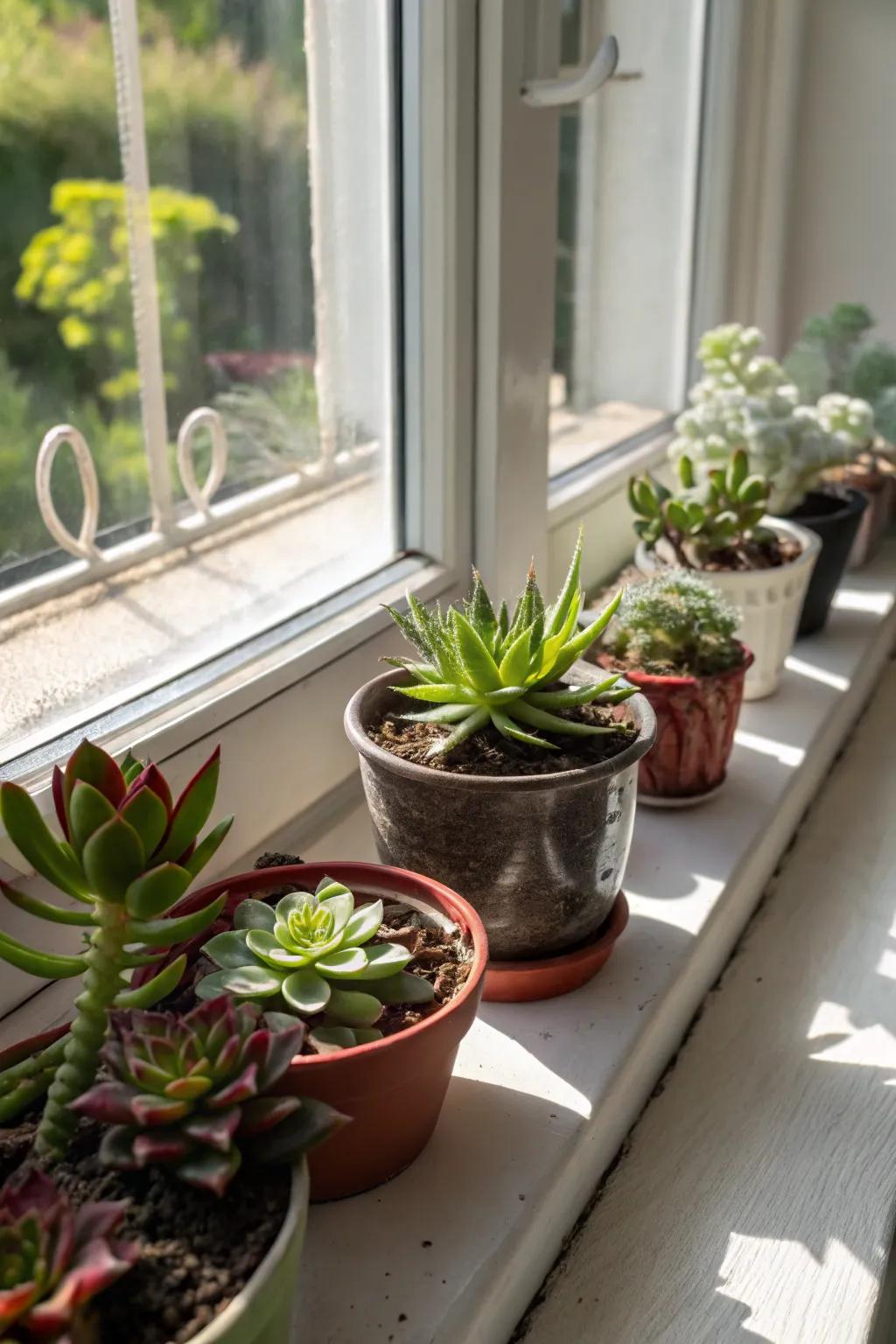 Bring desert beauty indoors with succulent windowsills.