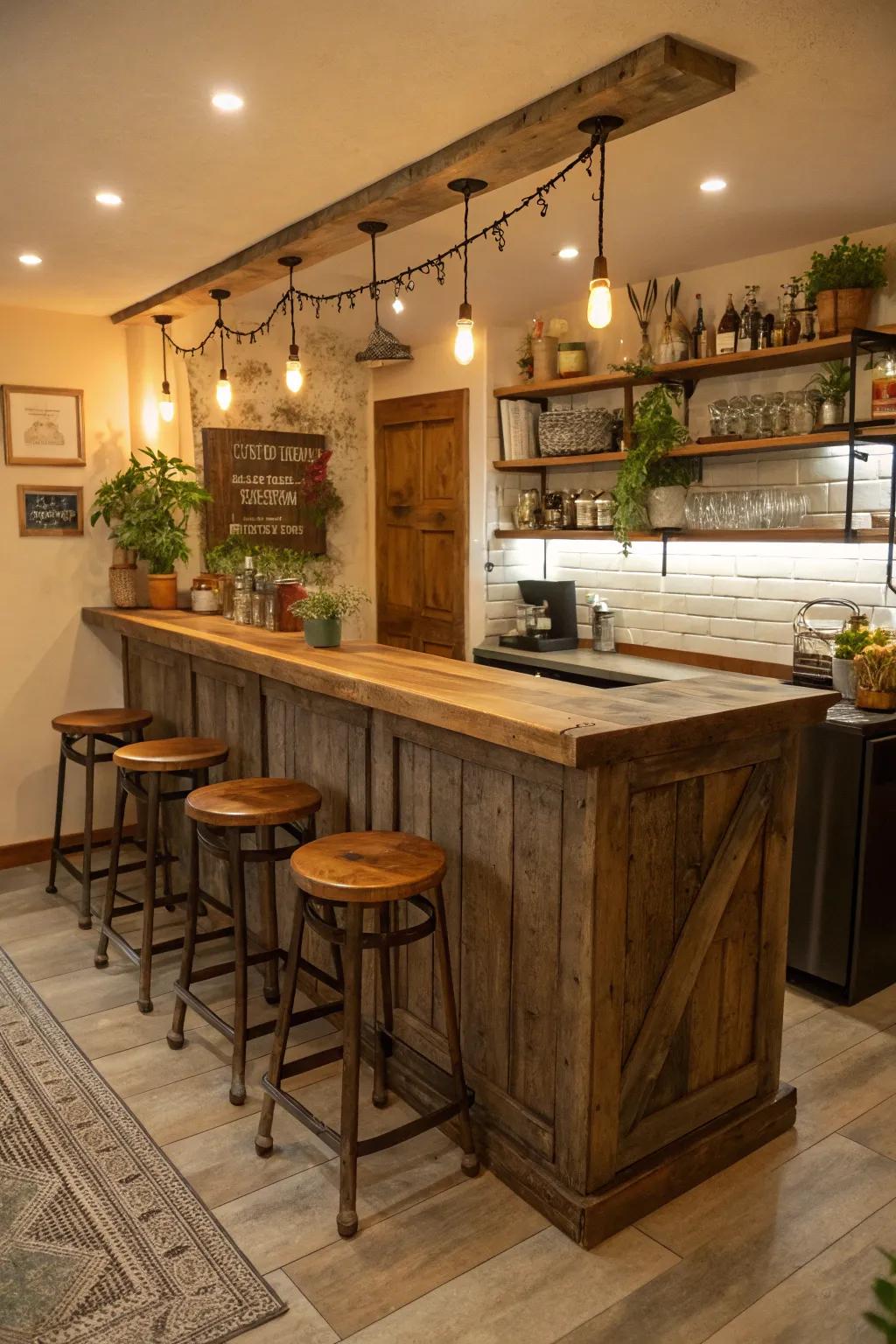 Timber features add a rustic touch to your kitchen bar.