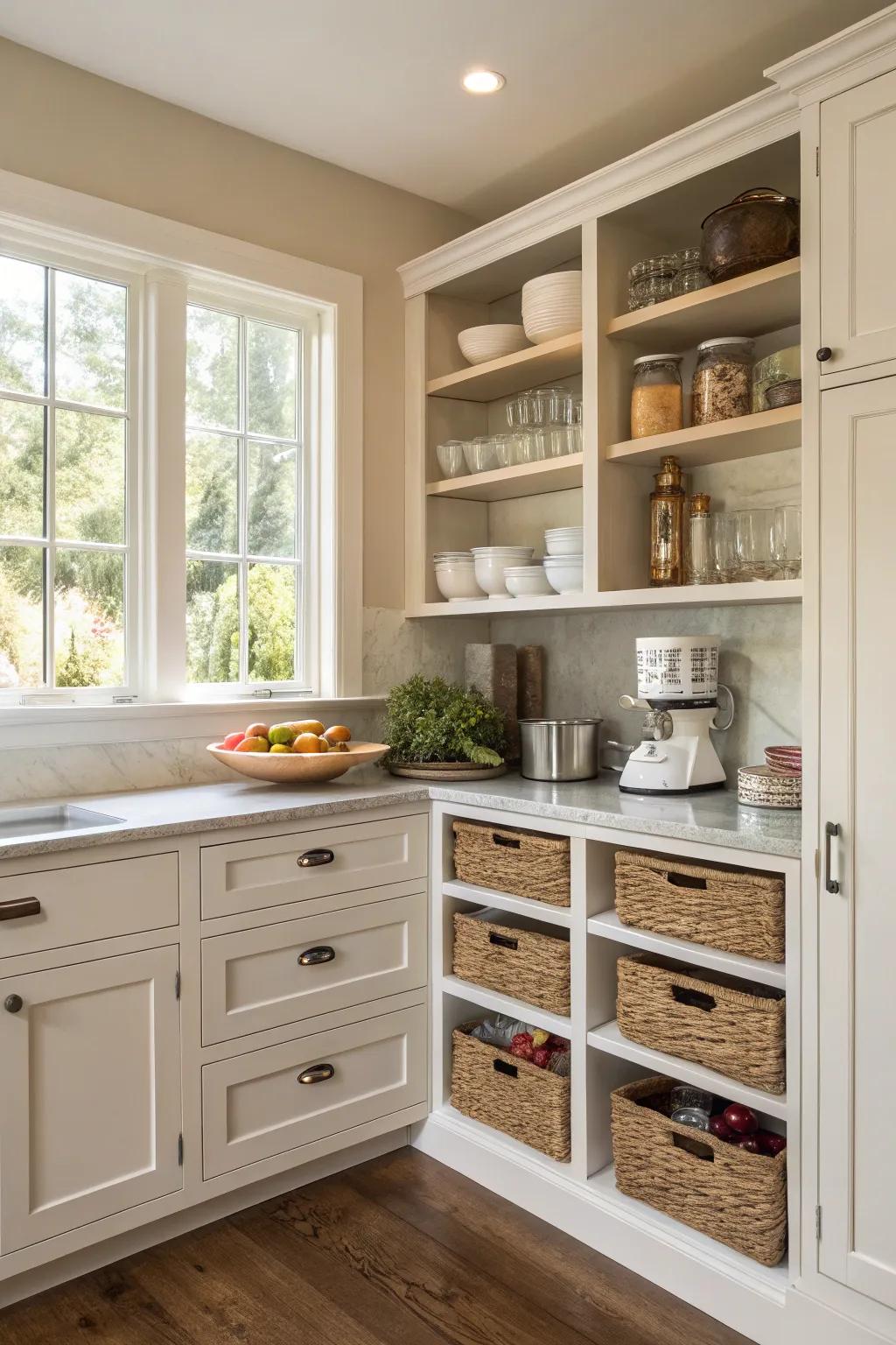 A kitchen that showcases efficient storage solutions.