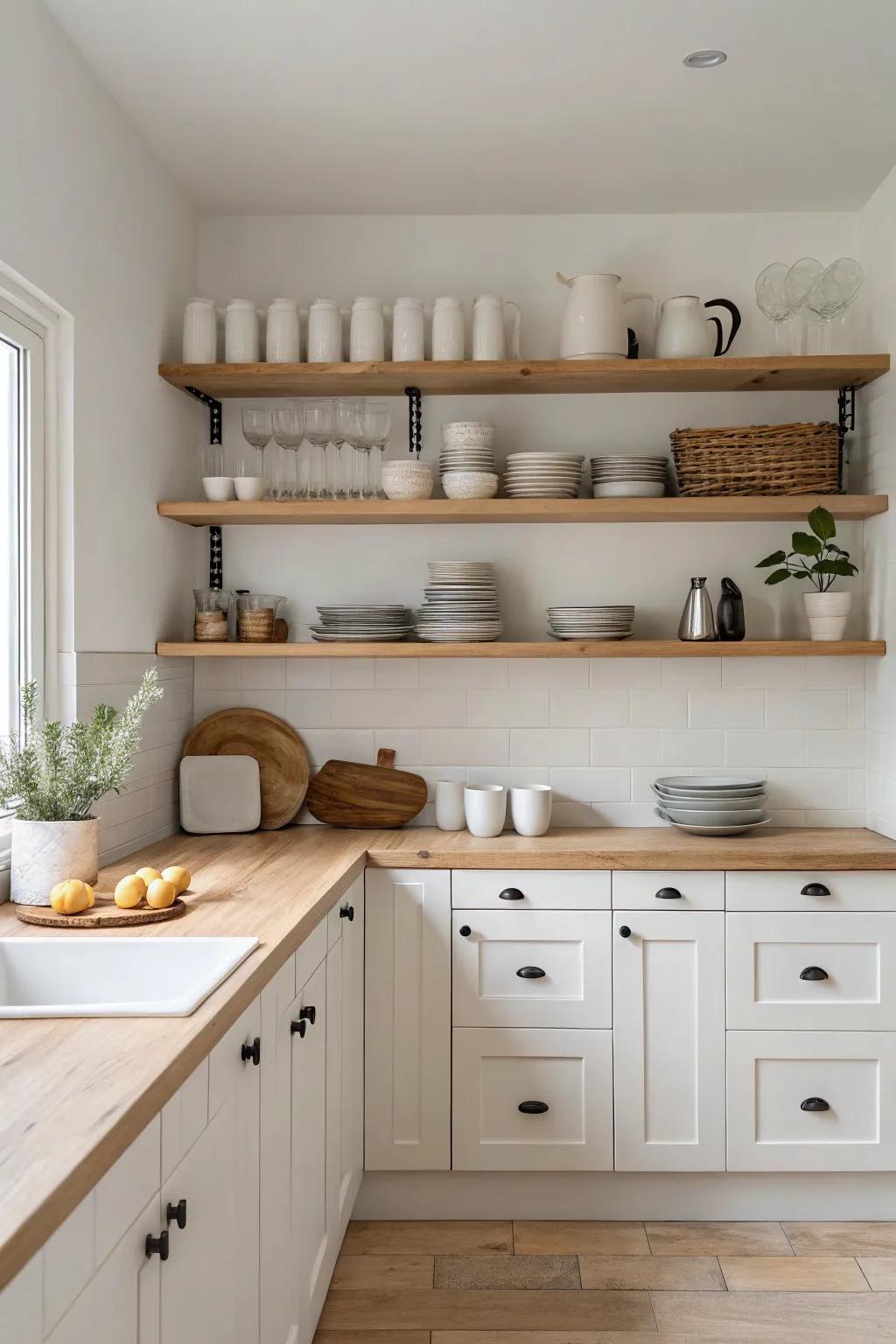 A minimalist method creates a serene kitchen.
