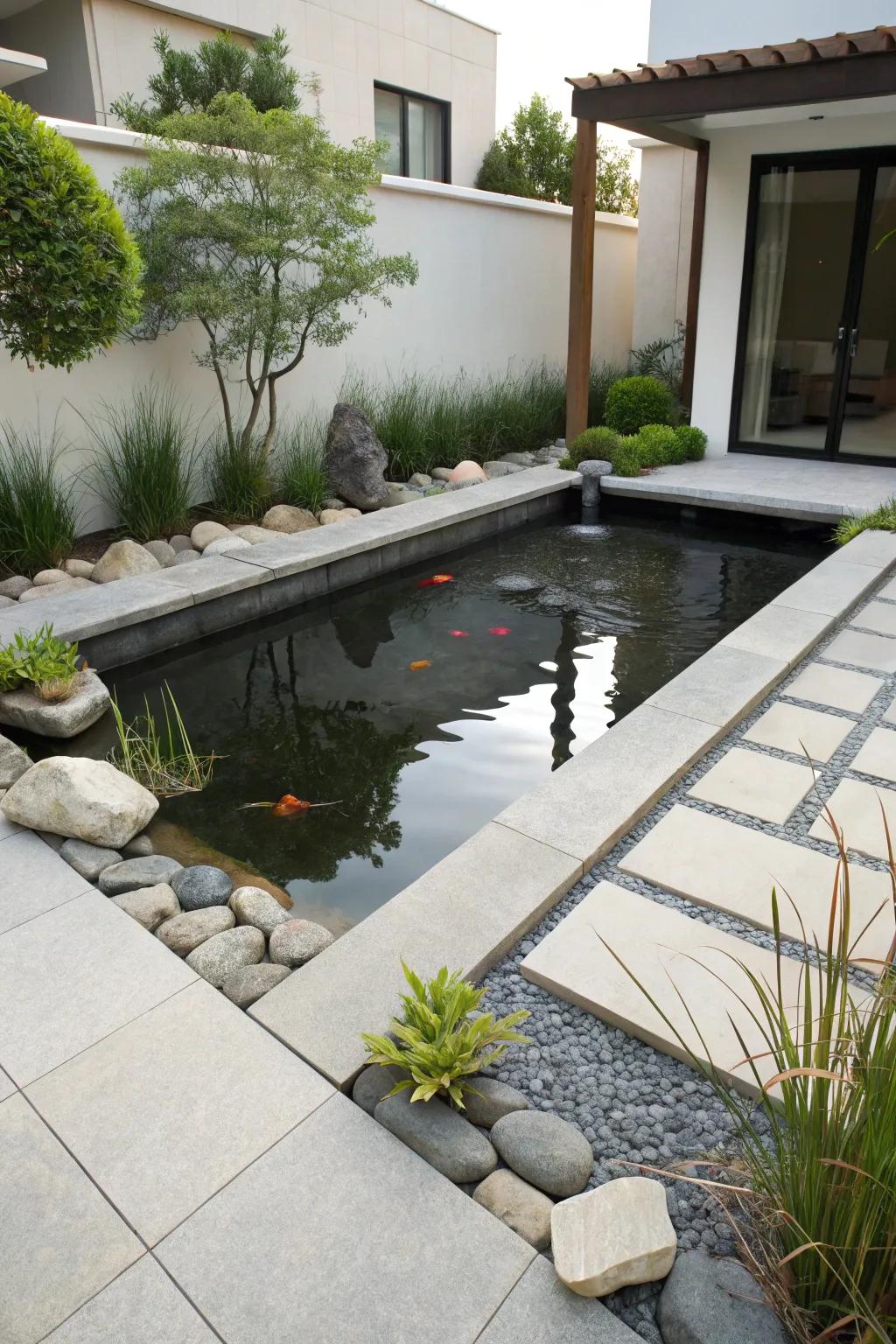 Refined and serene: the allure of streamlining in water feature blueprint.