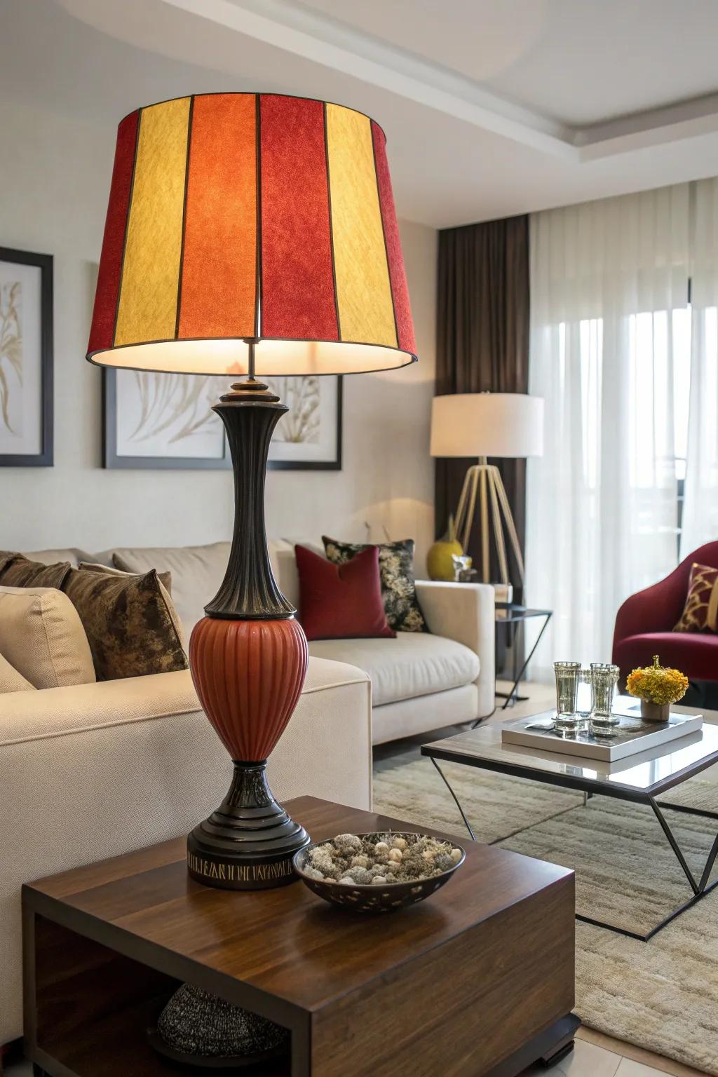Leave an impression with strong color juxtapositions on your lampshade.
