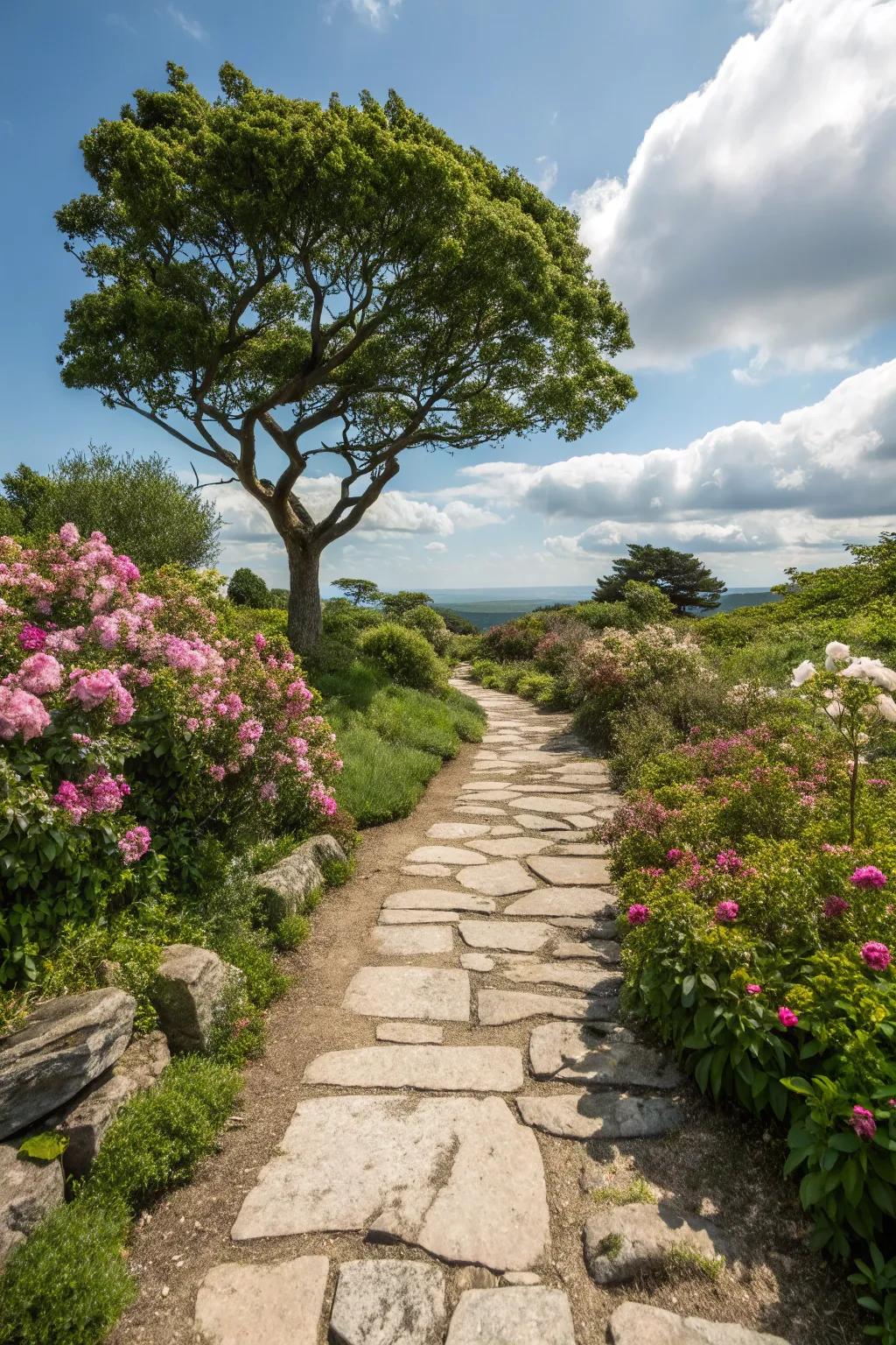 Pathways direct your view and steps toward your gorgeous trees.