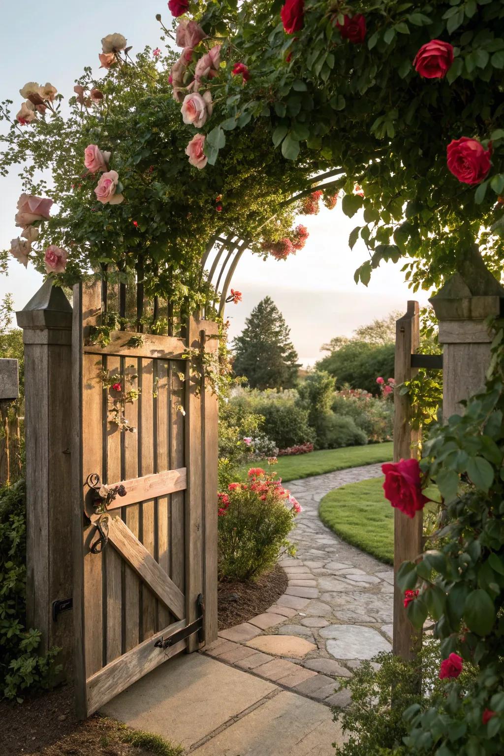 Radiant roses make impressive entryway accents.