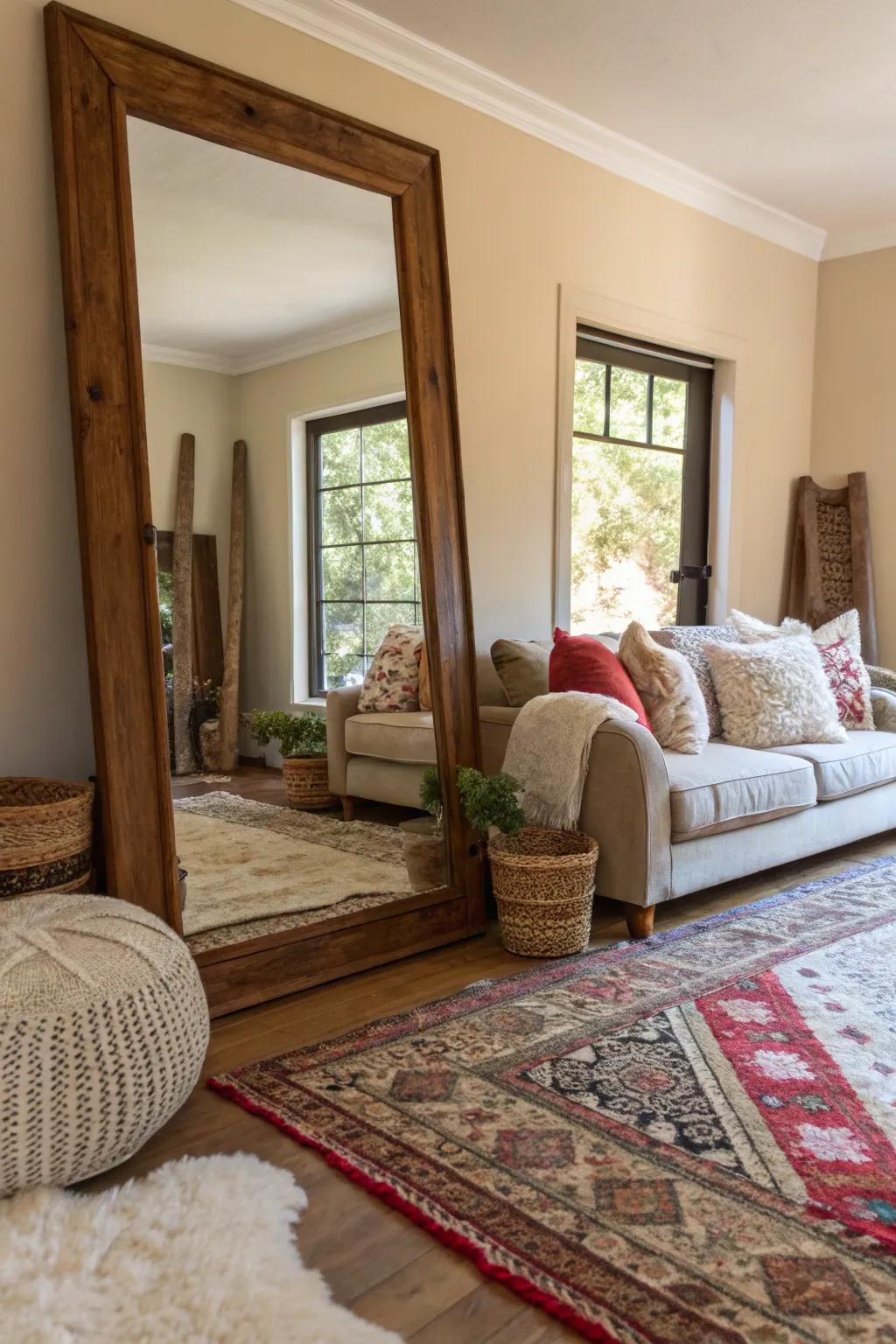 Layering various textures around a glass gives a cozy, fashionable space.