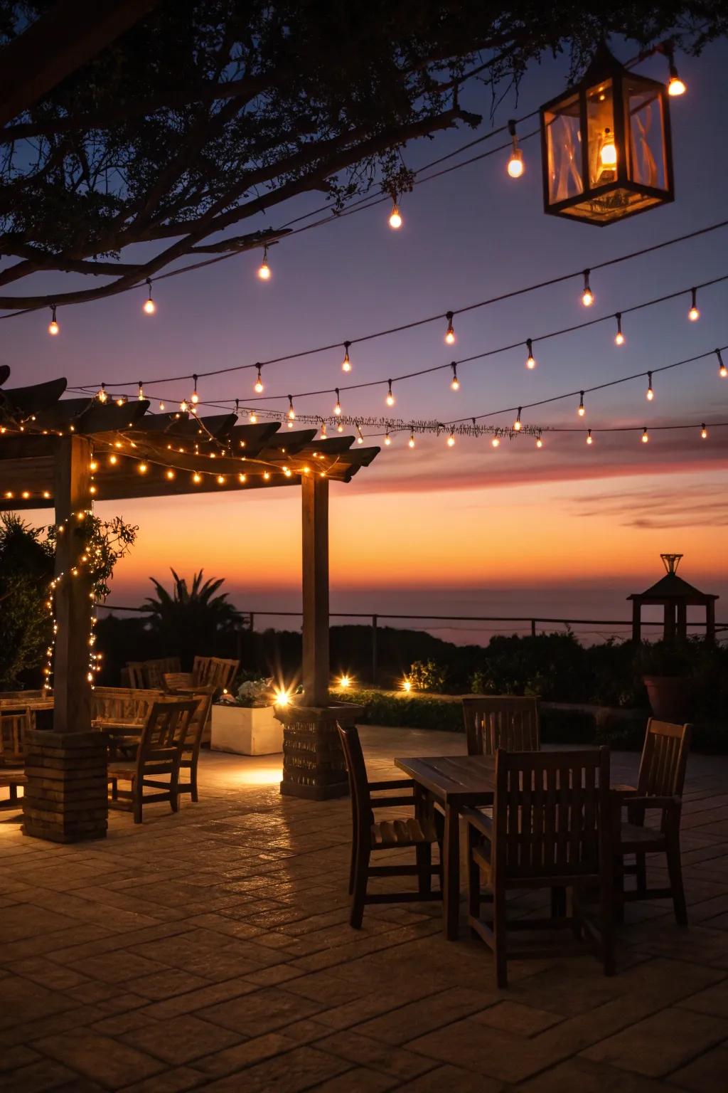 Enchanting lighting conjuring a snug evening atmosphere.