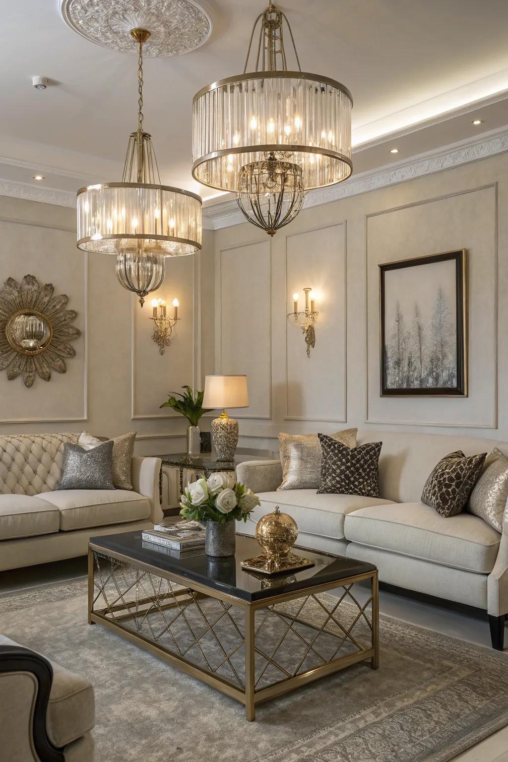 Shiny and glassy exterior designs contribute a touch of class to the lighting design.