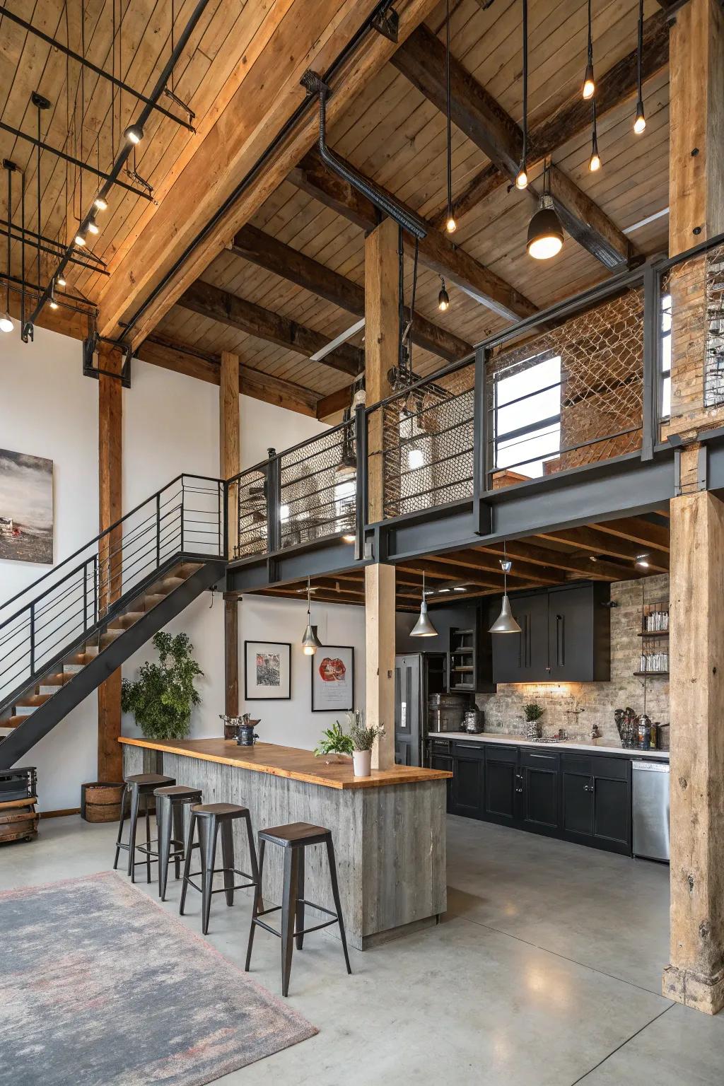 A loft that masterfully combines industrial chic with country warmth.