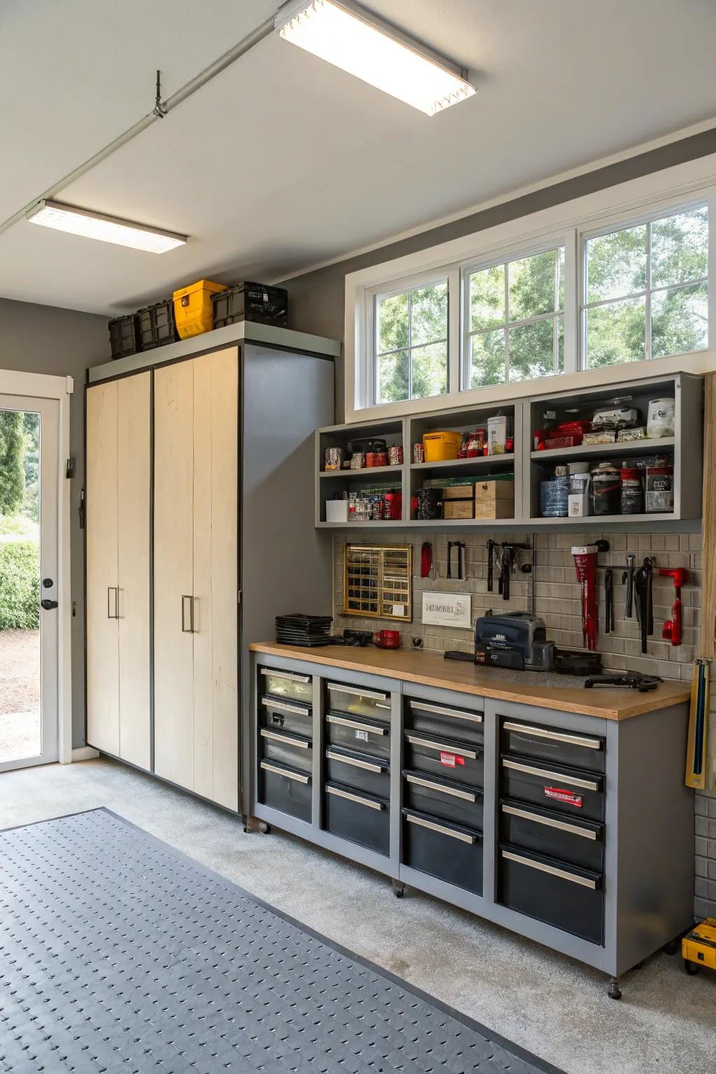 Smart storage maintains a tidy and functional man cave.