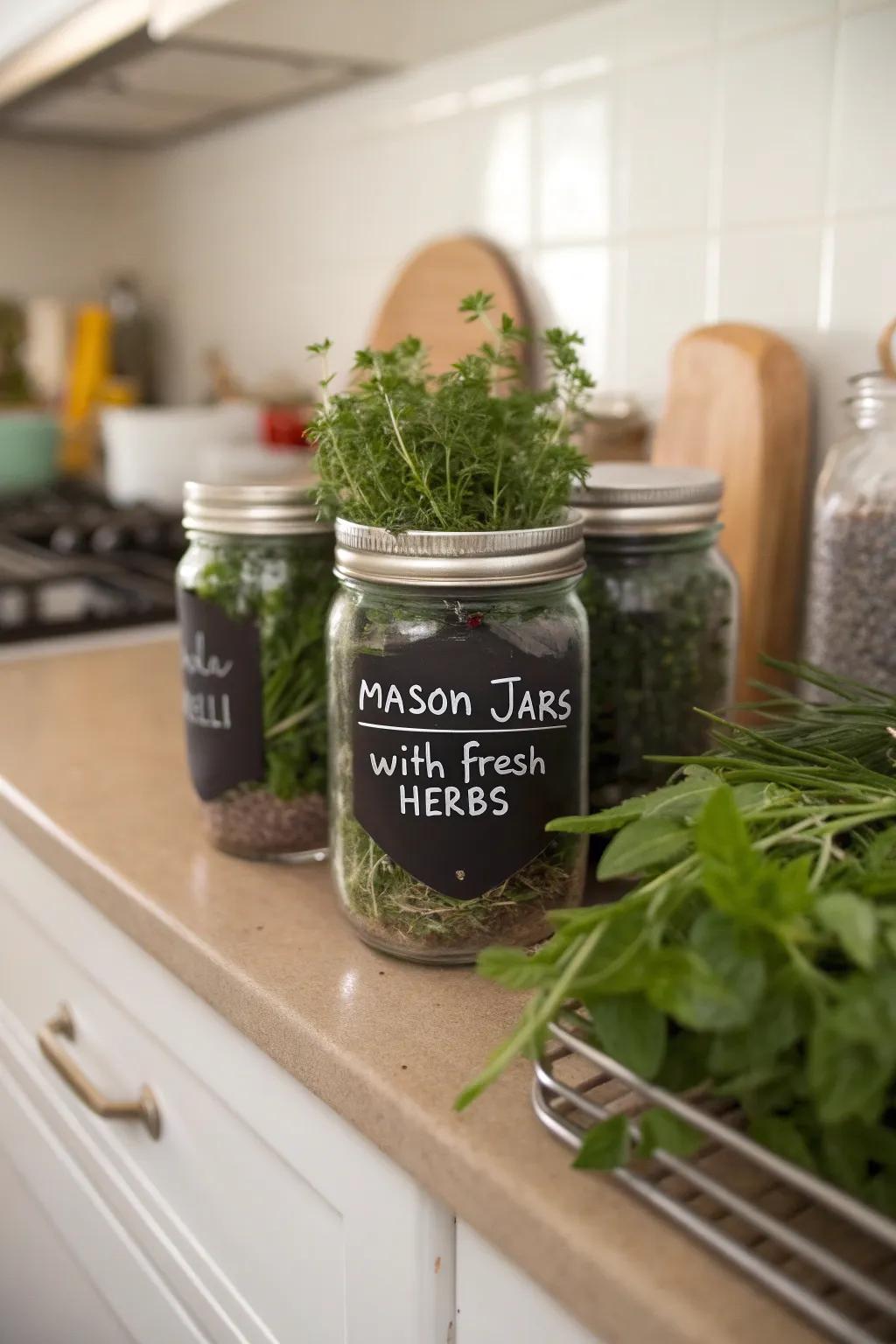 Personalize through chalkboard-labeled glass containers.