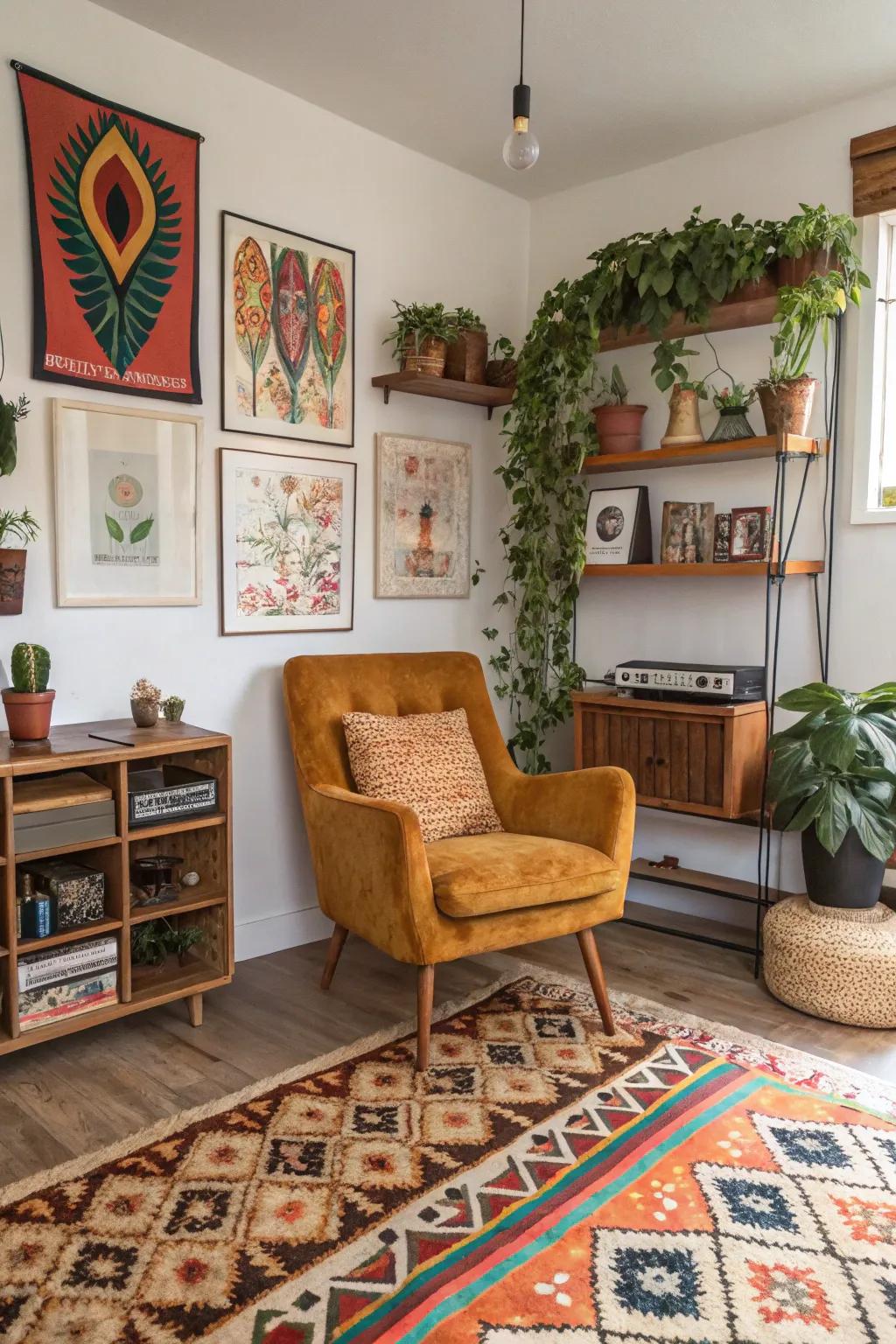 A varied mix of styles creates a distinctive aesthetic.
