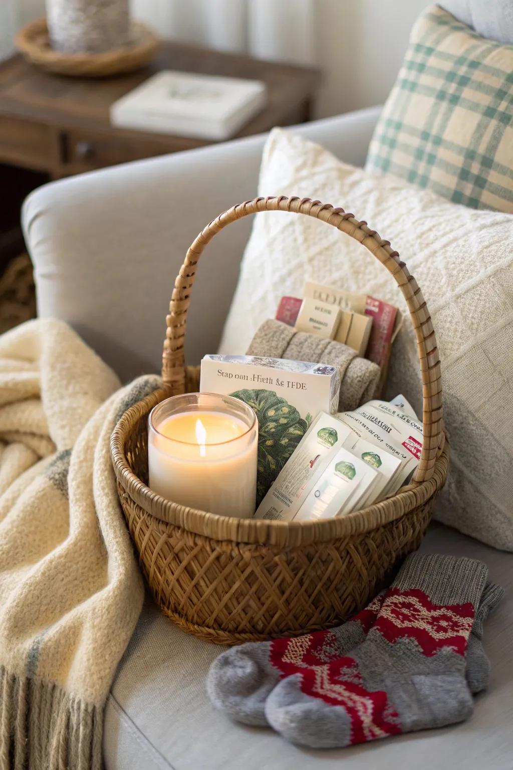A pampering May basket for a rejuvenating evening at home.
