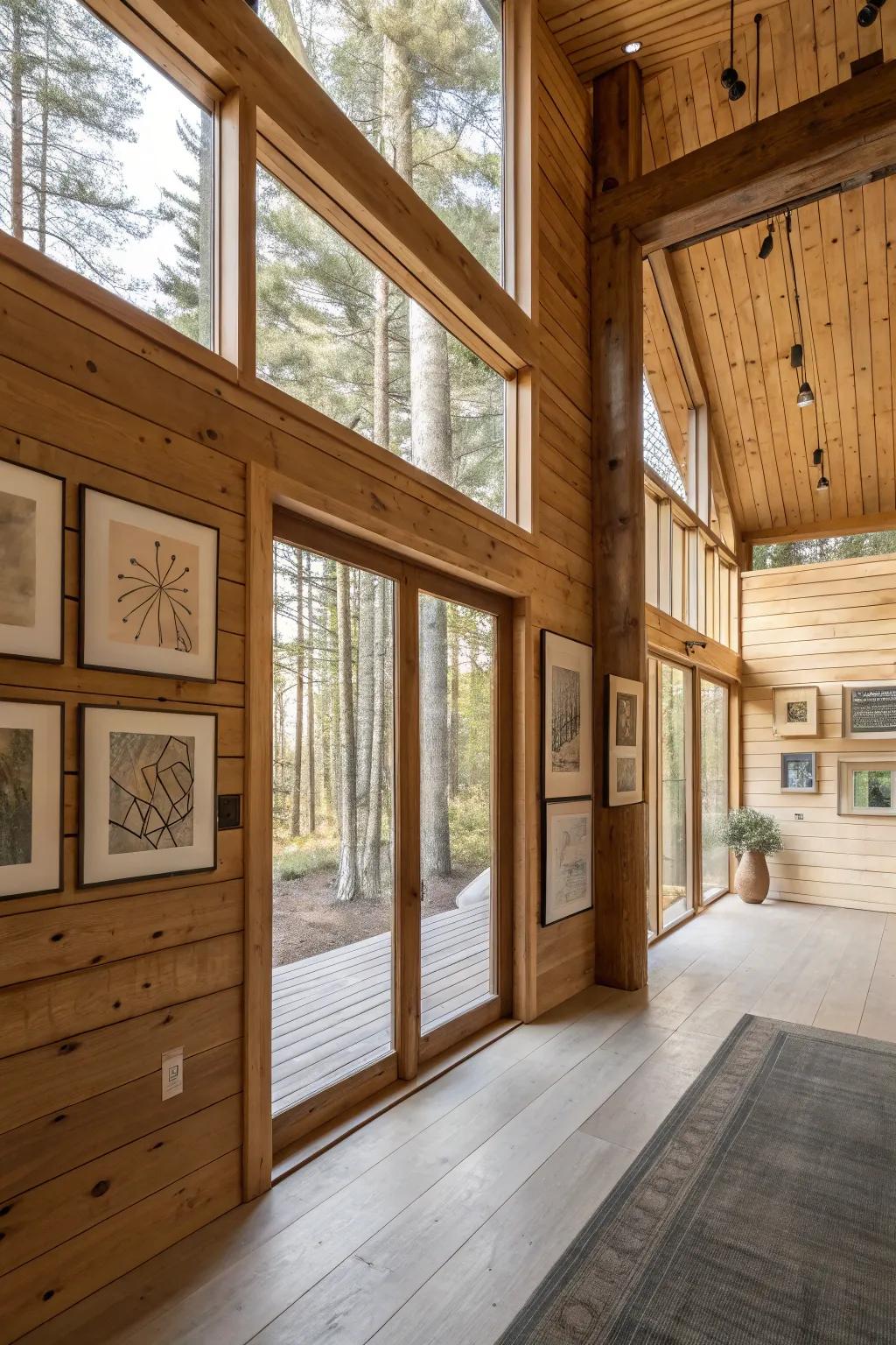 Simple art adds a slight current touch to cabin decor.