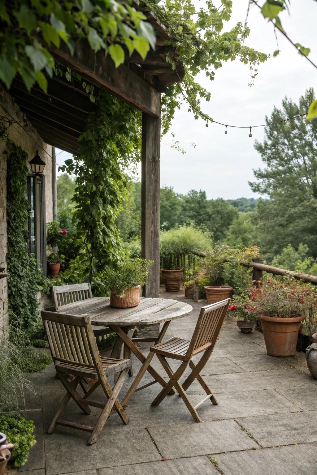 Wood-look tiles bring warmth and rustic charm to your patio.