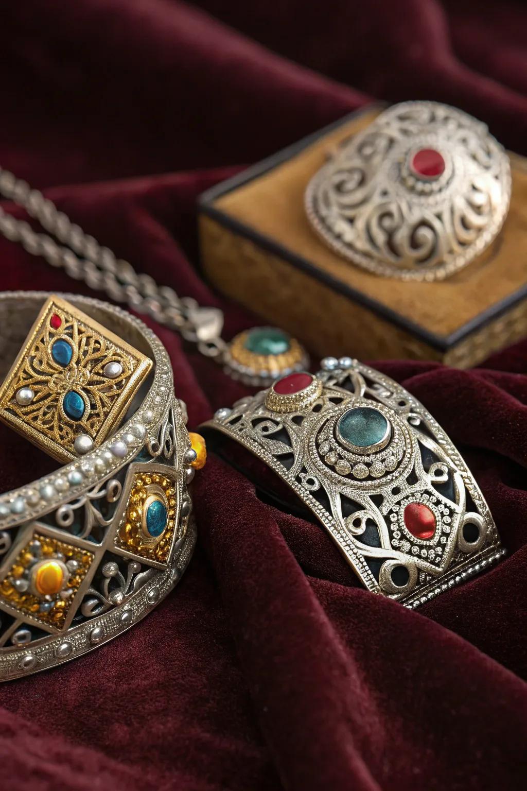 Exquisite Moroccan adornments displaying traditional craftsmanship.