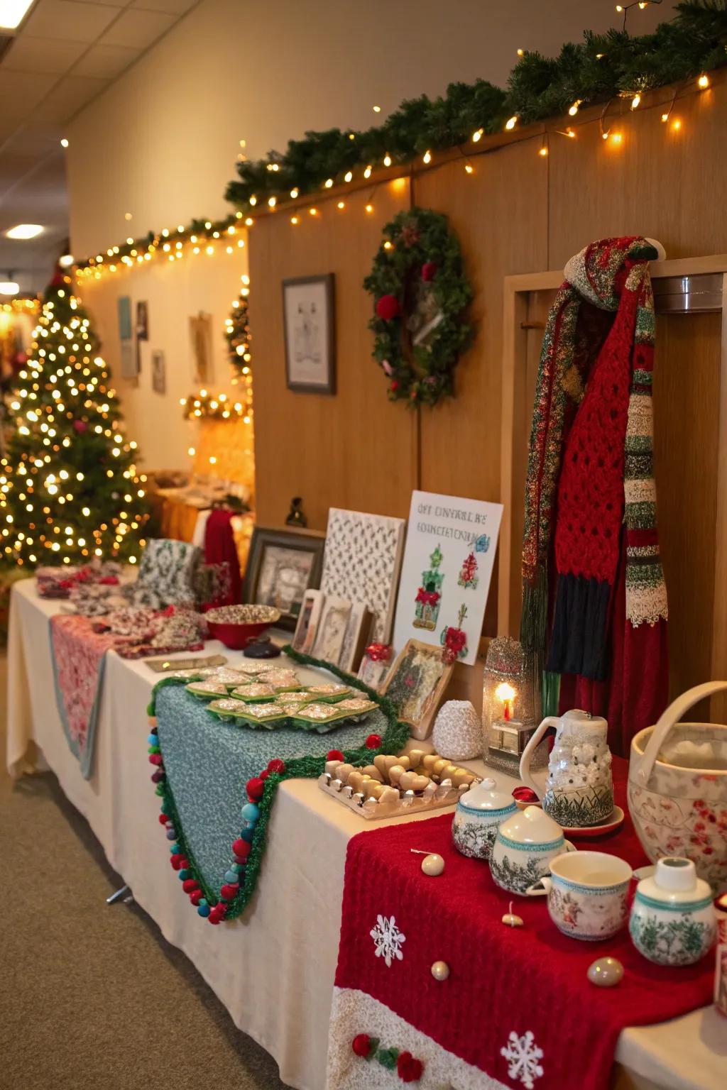 An inspiring holiday art exchange arrangement, radiating creativity.