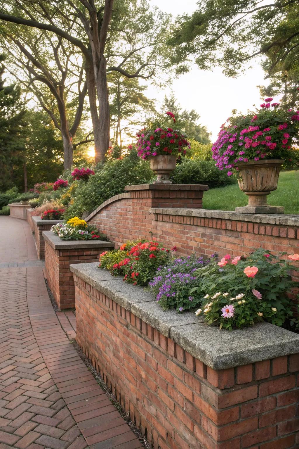 A seating surround with greenery adds function and beauty to the patio