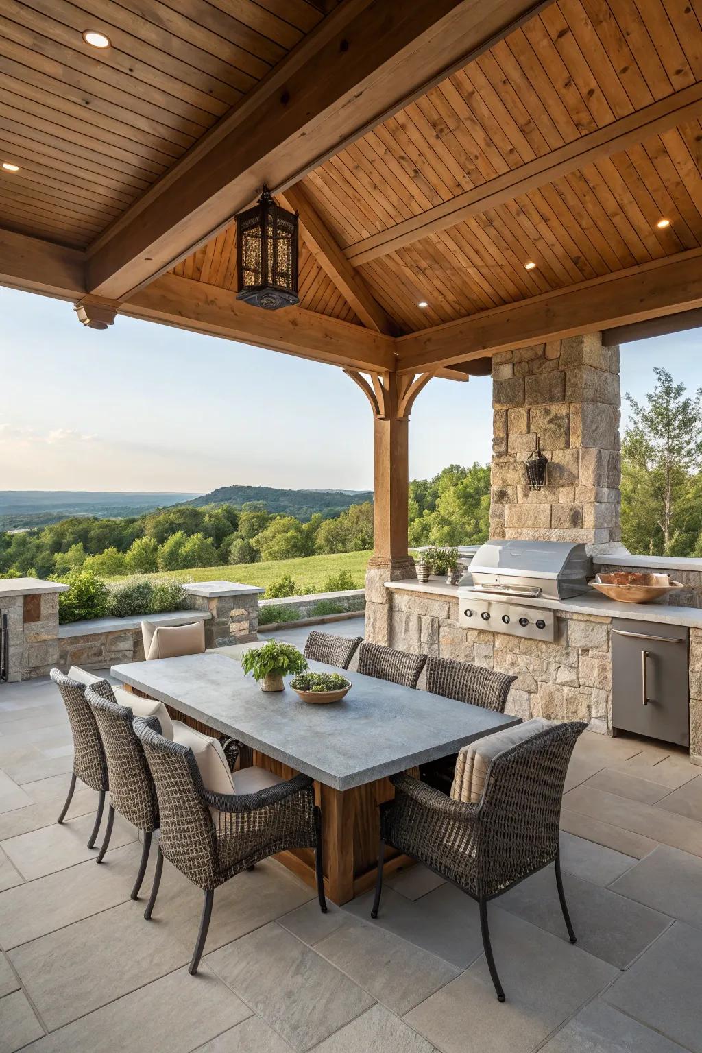 Revel in the spaciousness of an open-view kitchen in your yard.