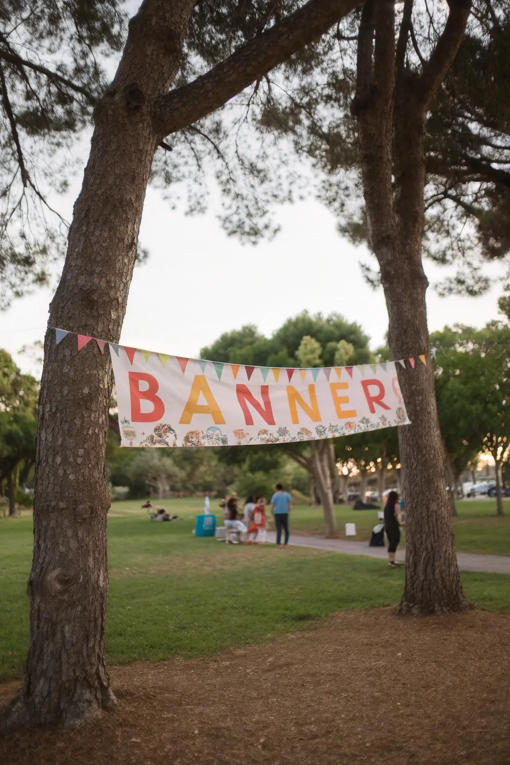 Personalized banners add a festive touch to park celebrations.