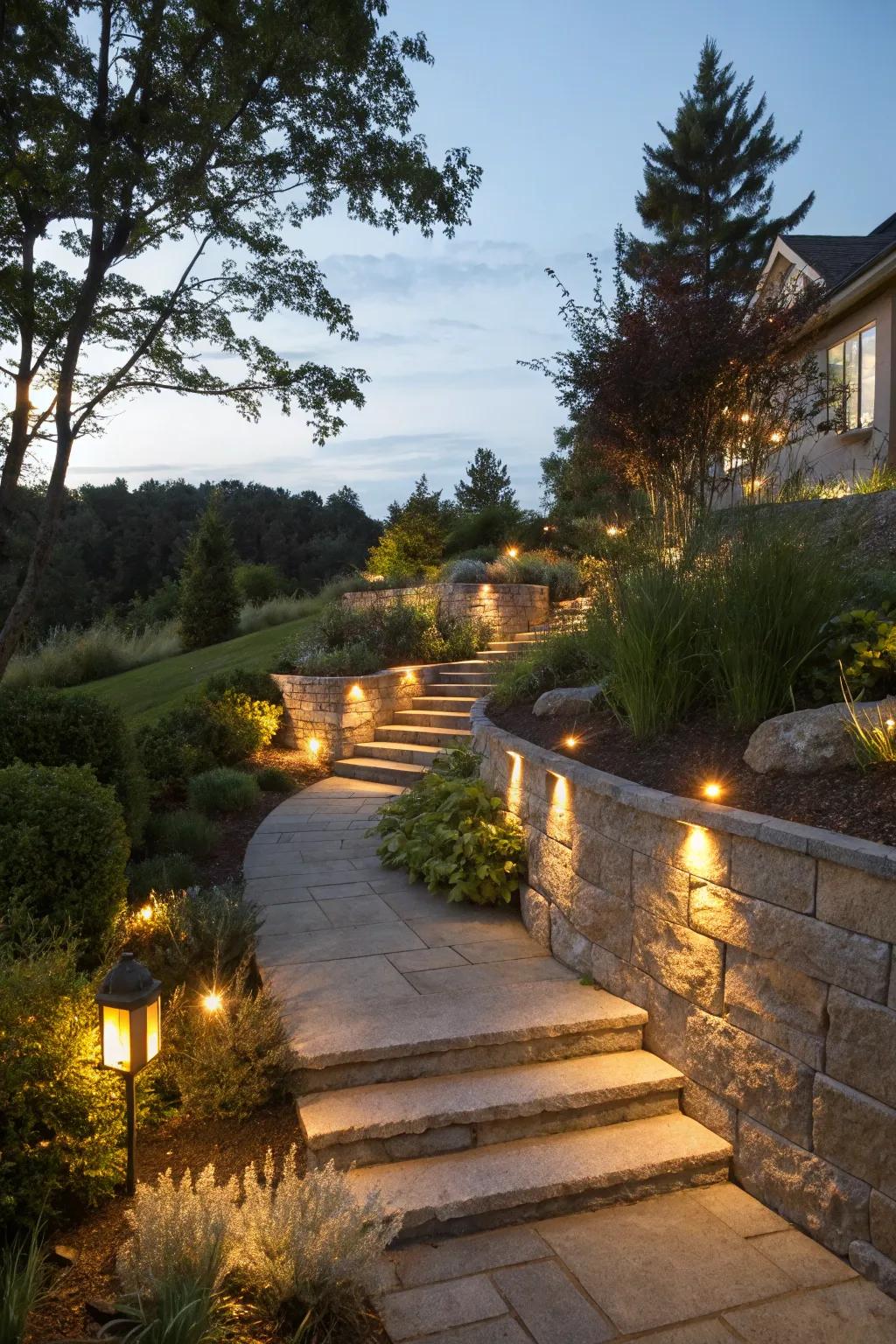 Pathway and staircase lighting for security and design.