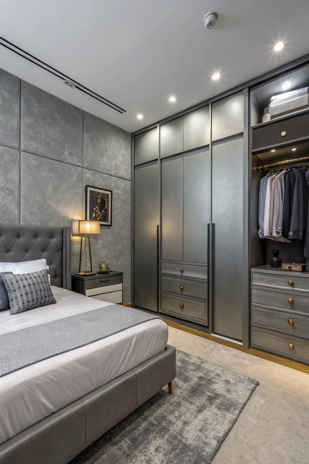 Cool grays provide an elegant, versatile foundation for any bedroom style.