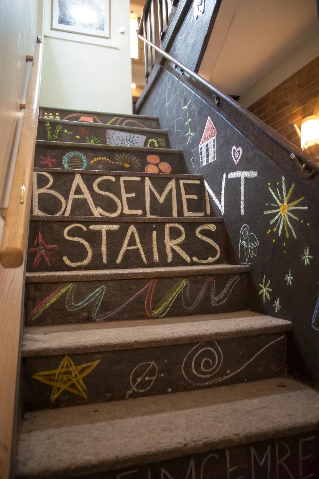 Transform your stairs into an interactive chalkboard.