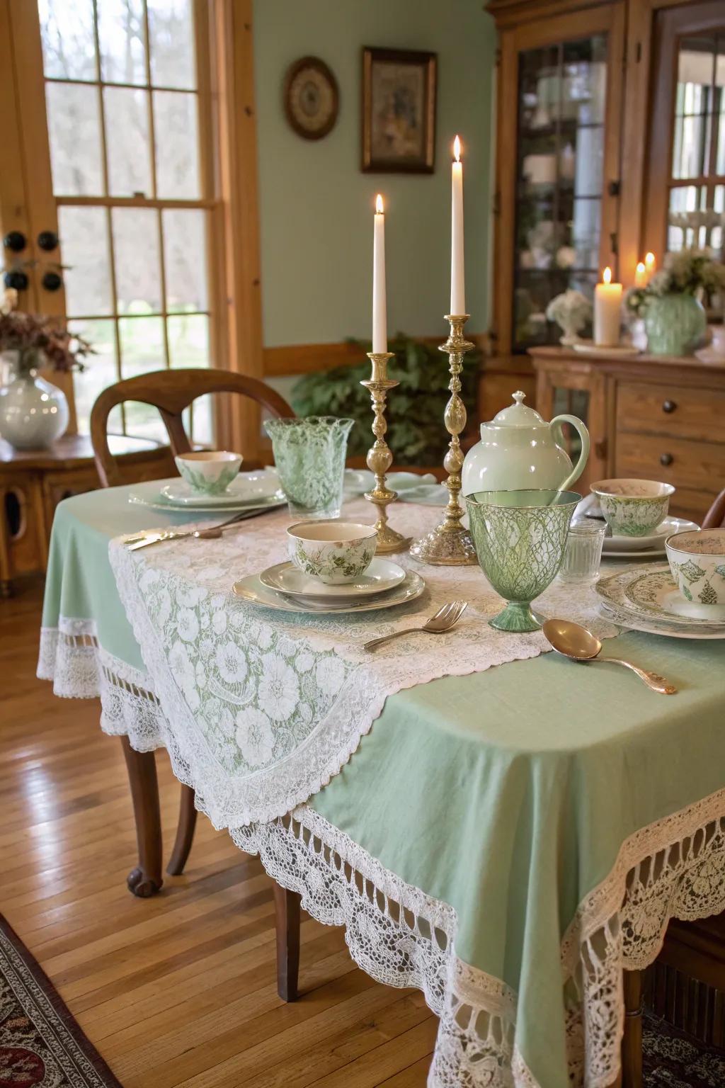 Mint green adds a charming nostalgic feel to your table.