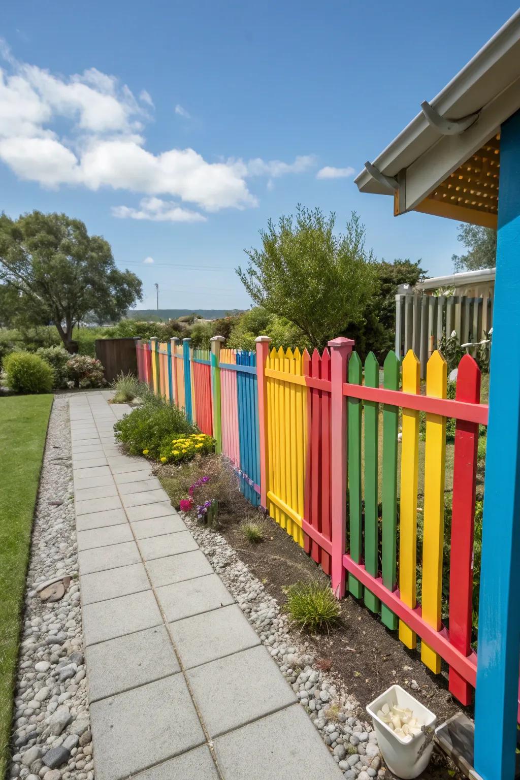 Brighten your patio with a vibrant hued fence.