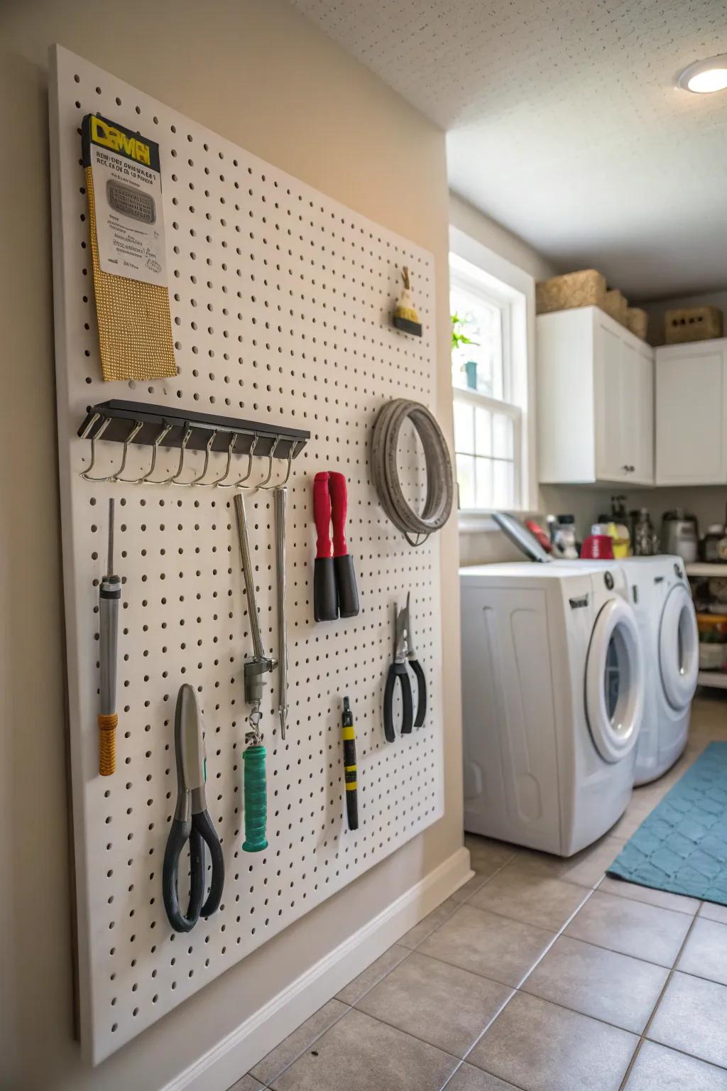 Functional panel features that keep tools in reach.