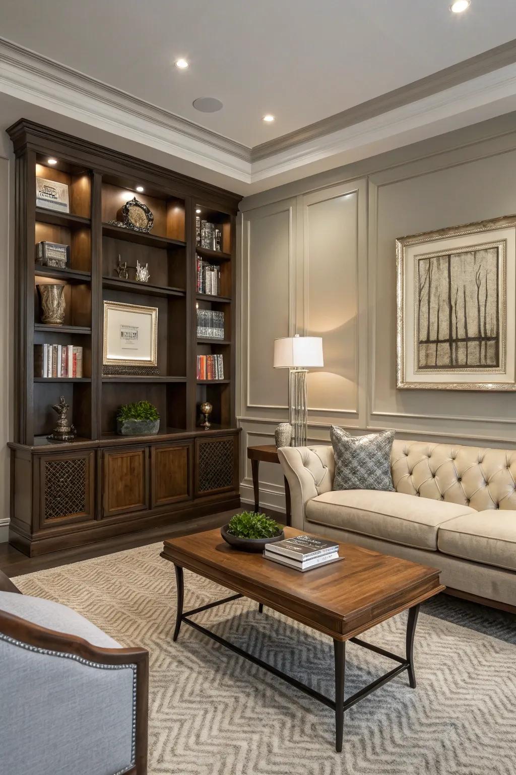 Achieve a cohesive design by pairing molding with furniture.