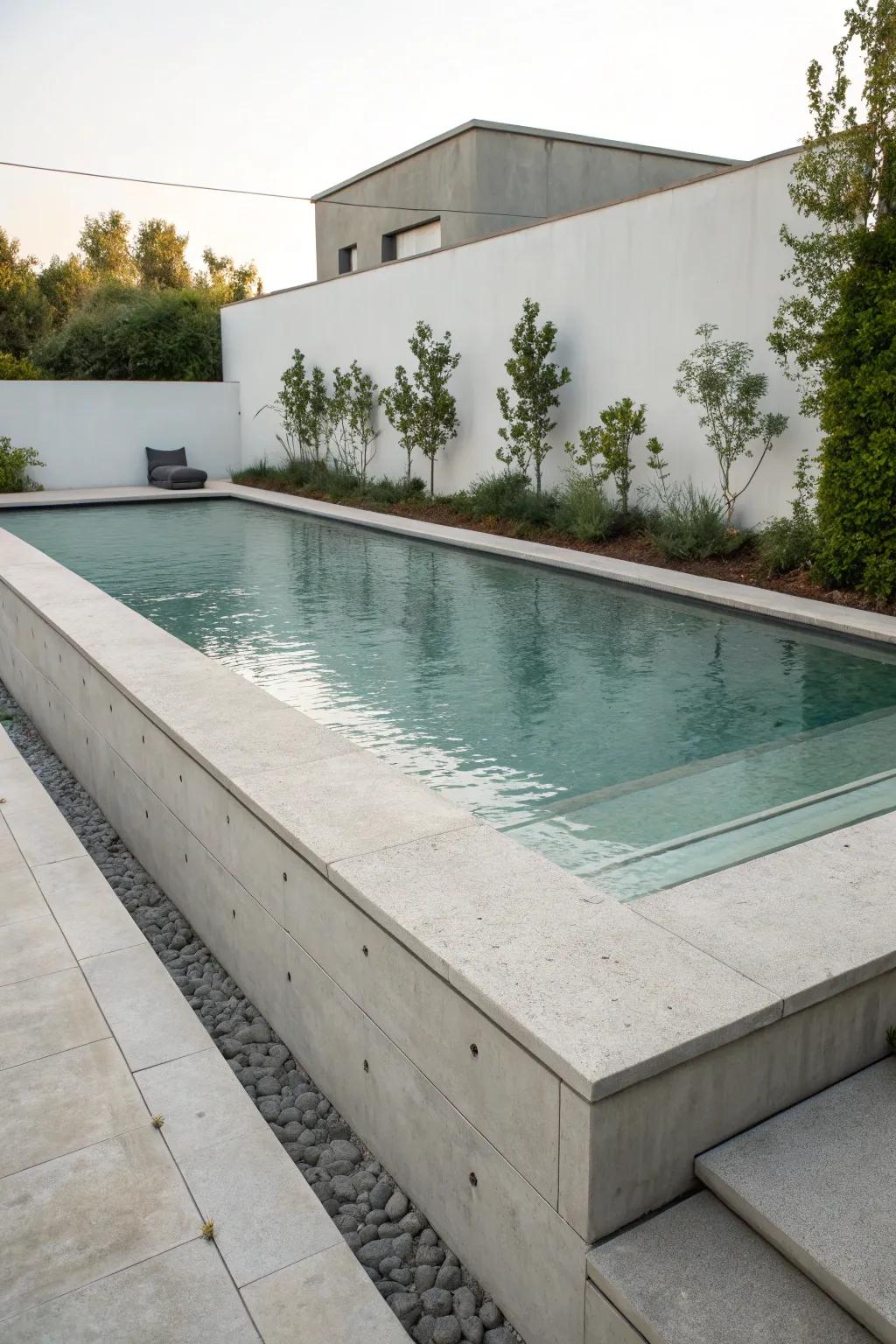 Concrete overhangs provide a seamless look for your pool.
