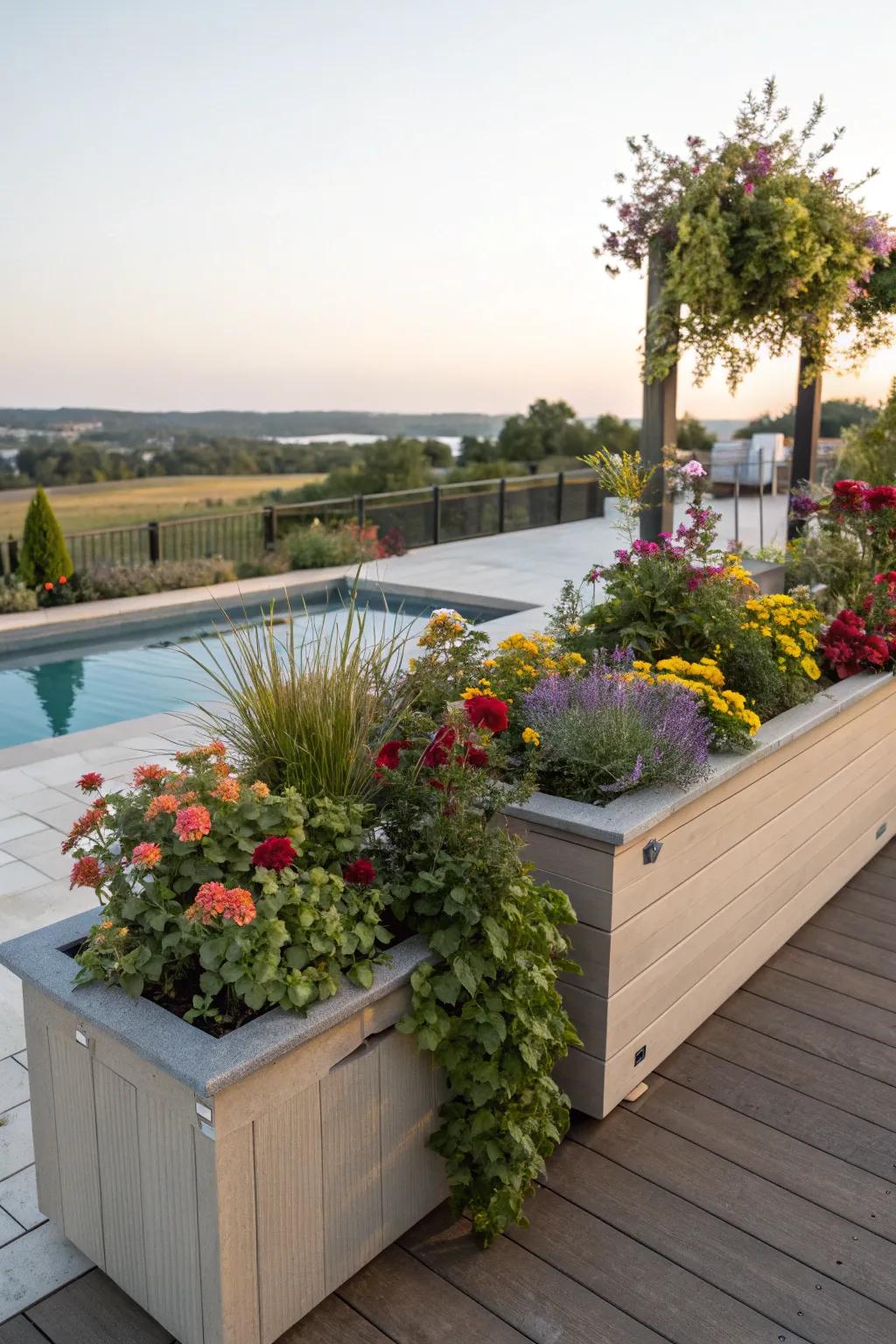 Add greenery and charm with built-in planters.