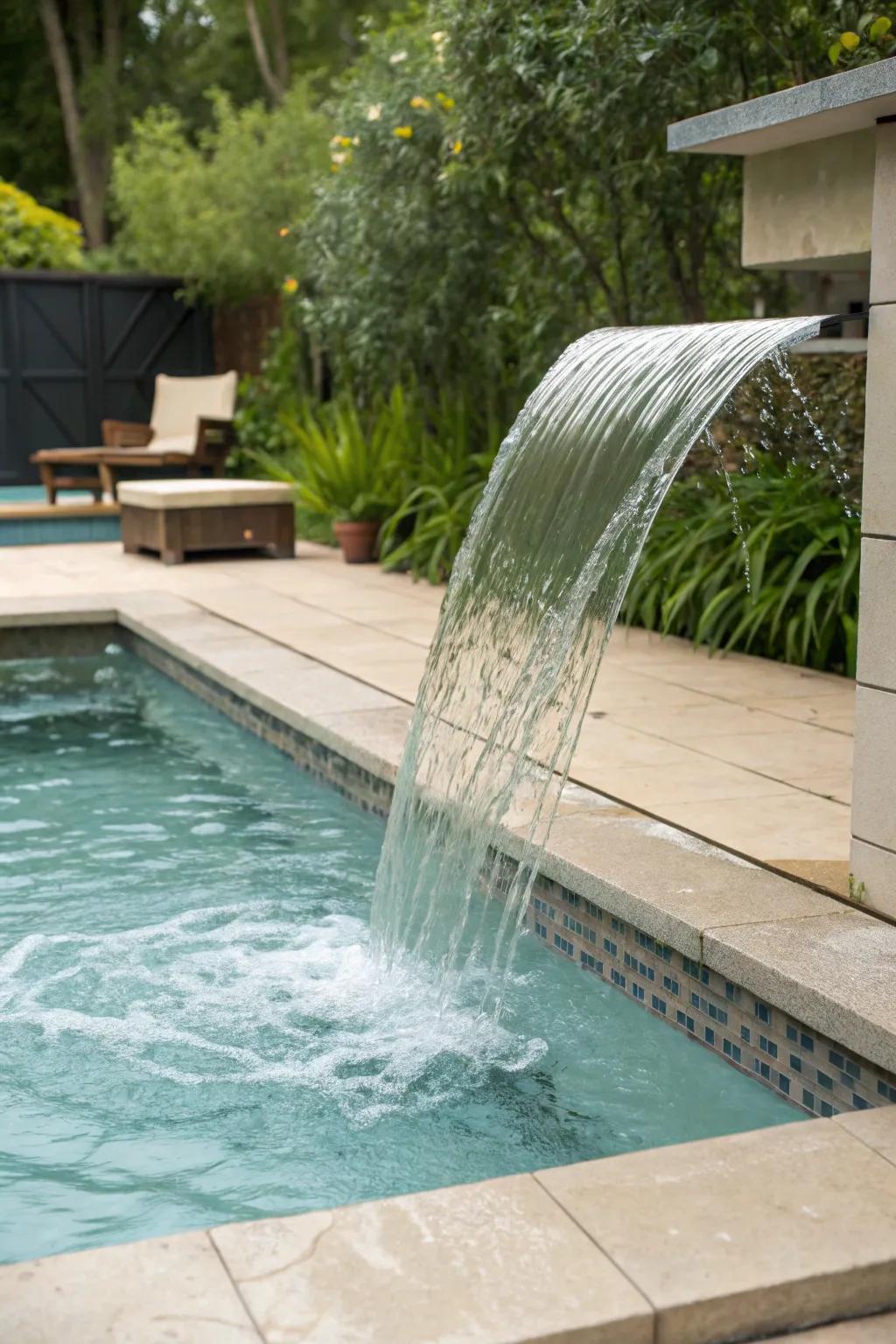 Sheer descents bring a contemporary vibe using glass-like water sheets.