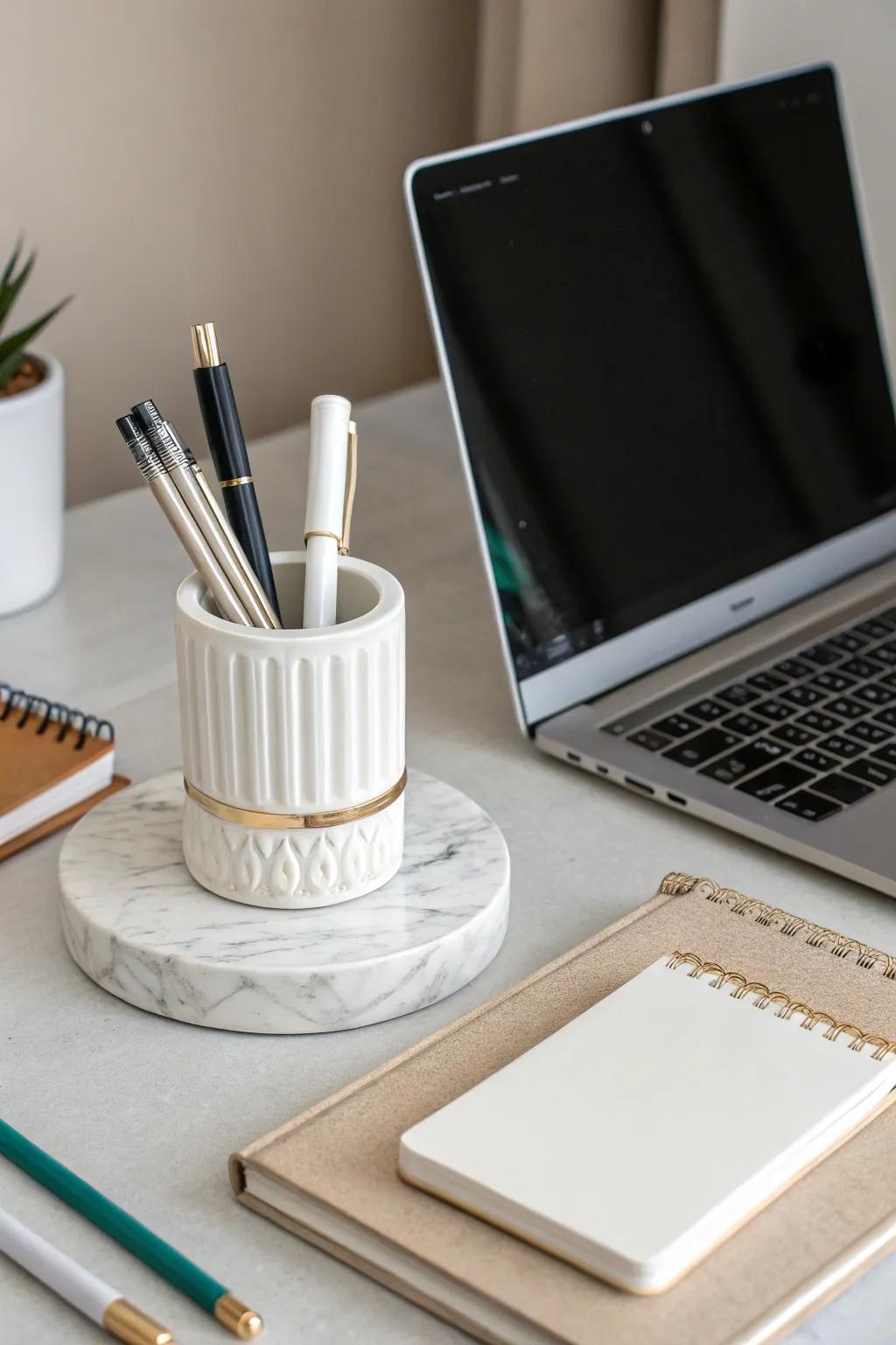 Enhance his workspace aesthetics with a fine ceramic pen holder.