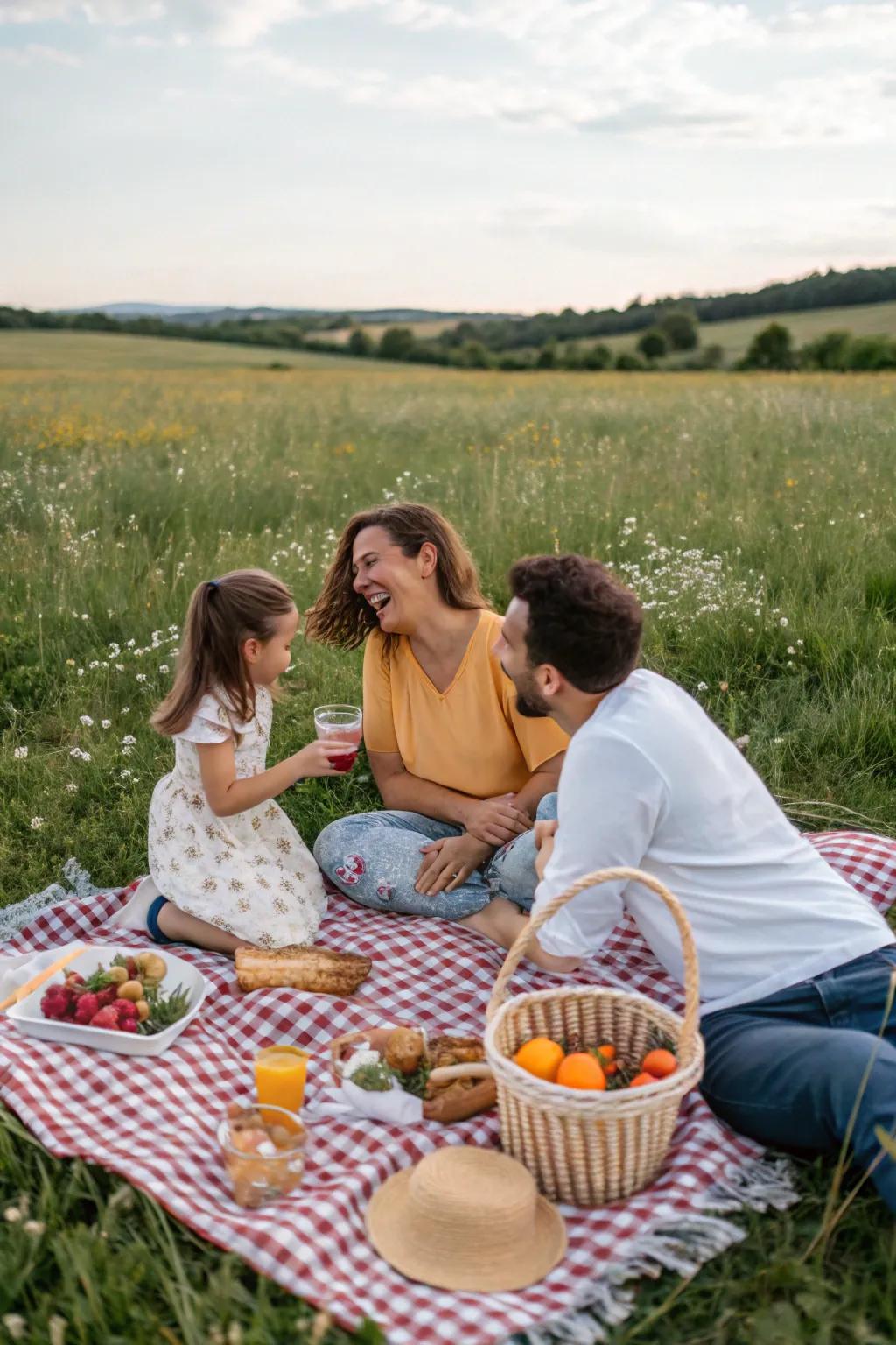 Your photoshoot will feel more welcoming and genuine with a picnic arrangement.